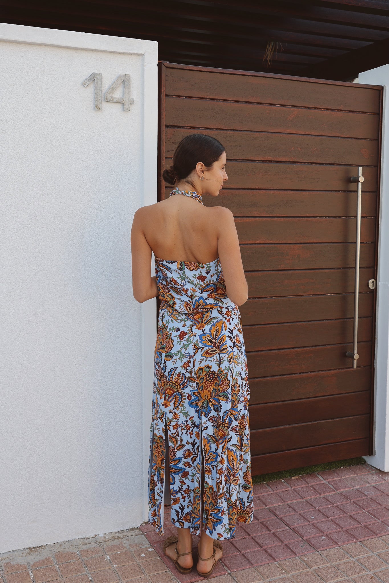 Top Carpe Diem Flores Fondo Azul