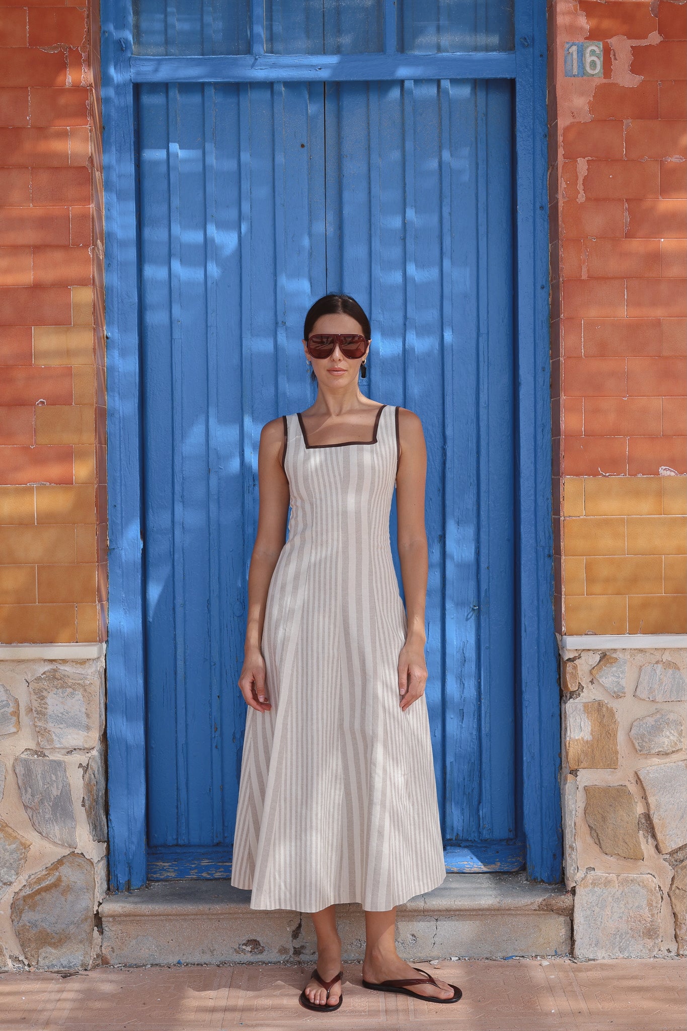 Vestido Piacere Multirrayas Beige