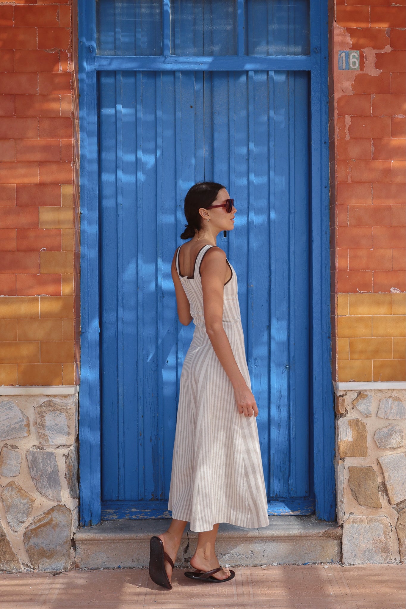 Vestido Piacere Multirrayas Beige
