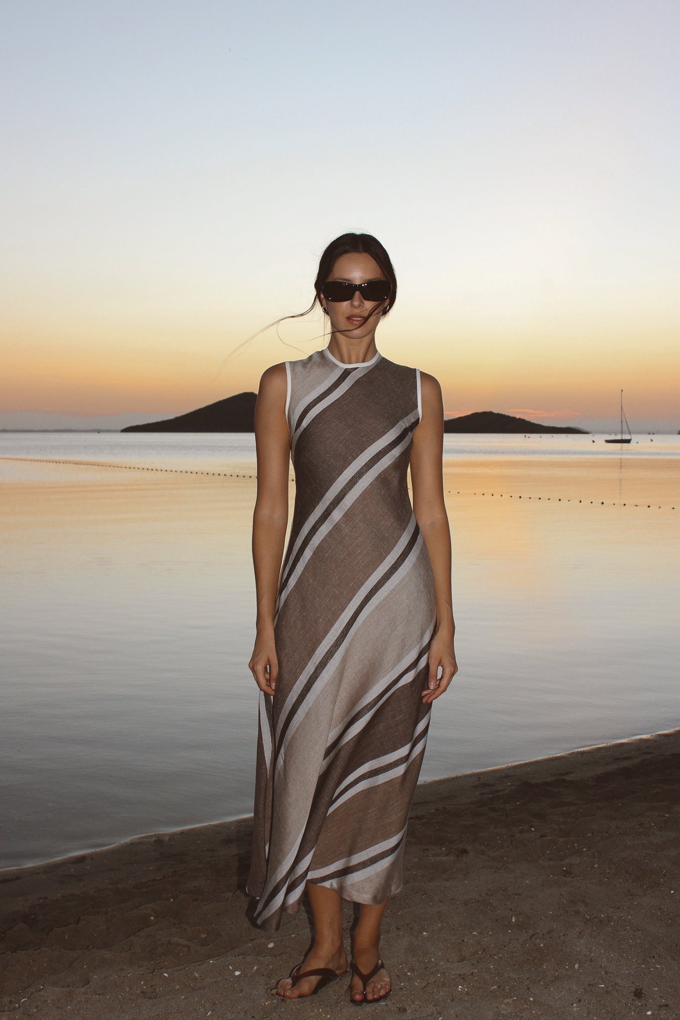 Vestido Moka Rayas Marrón
