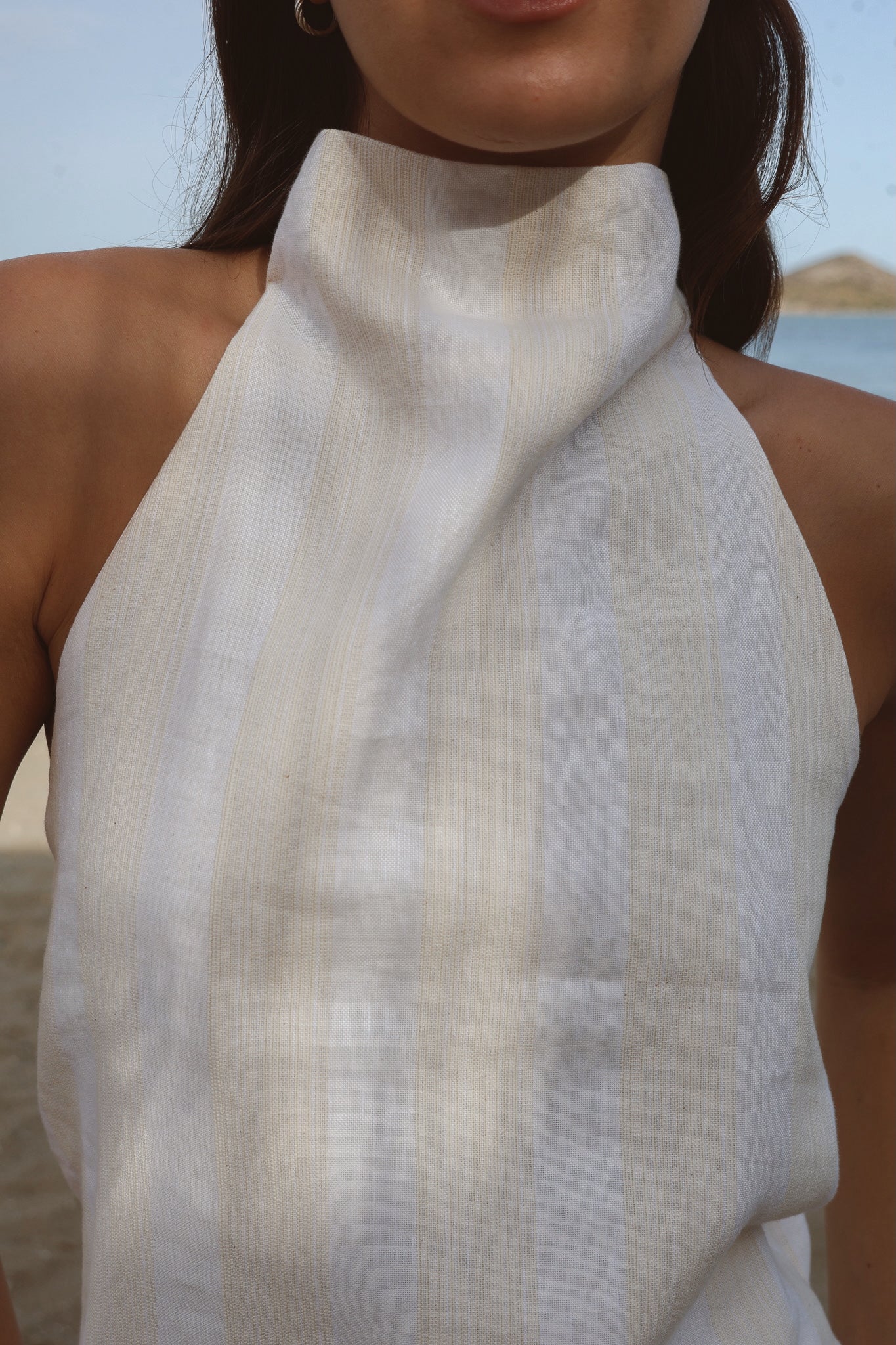 Top Vela Crudo Rayas Beige