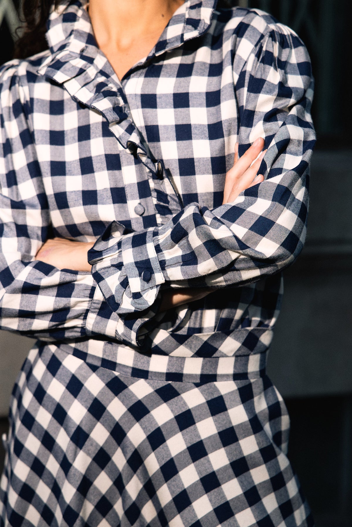 Lucie Vichy Navy Blue Blouse