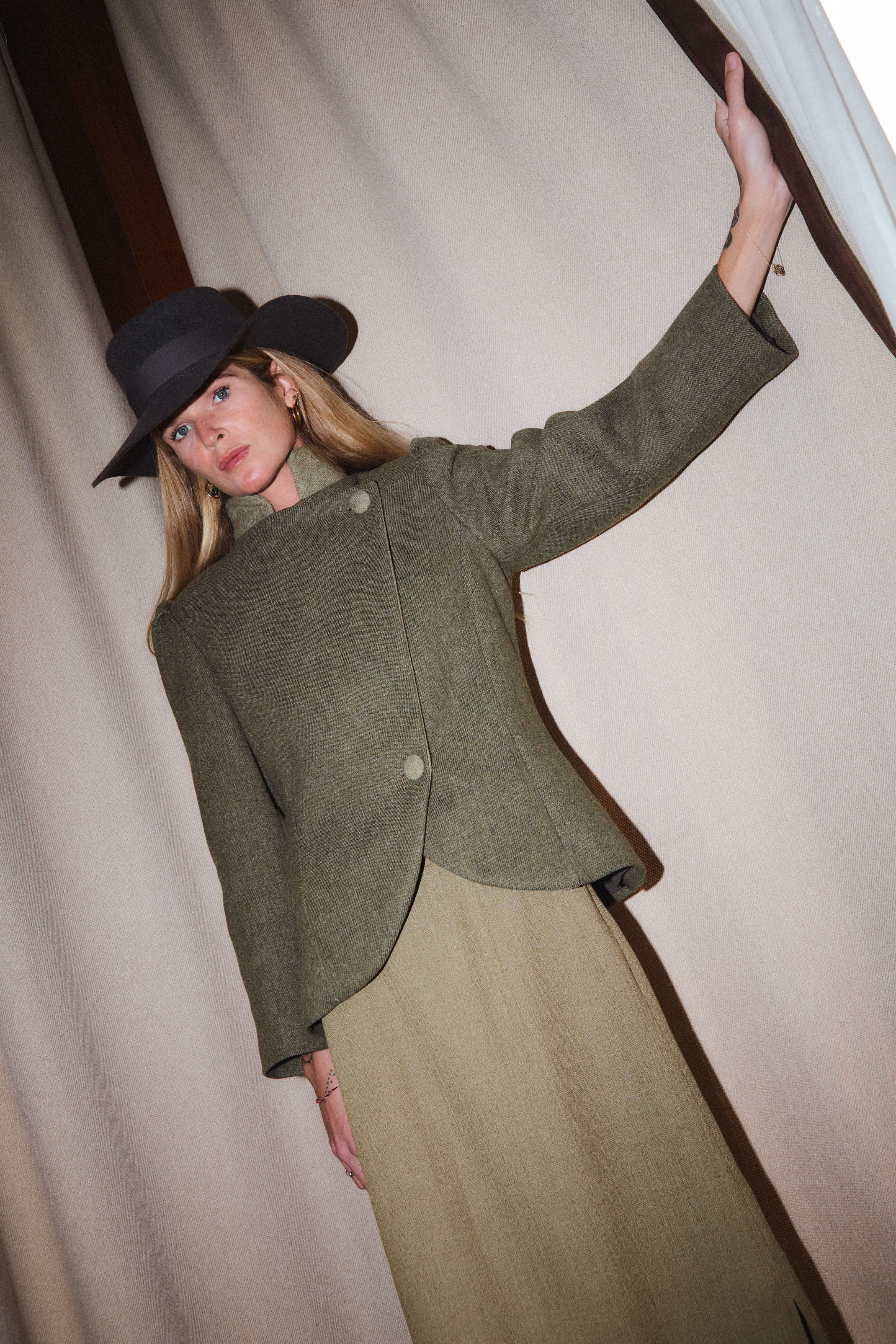 Olive Green Wool Skirt