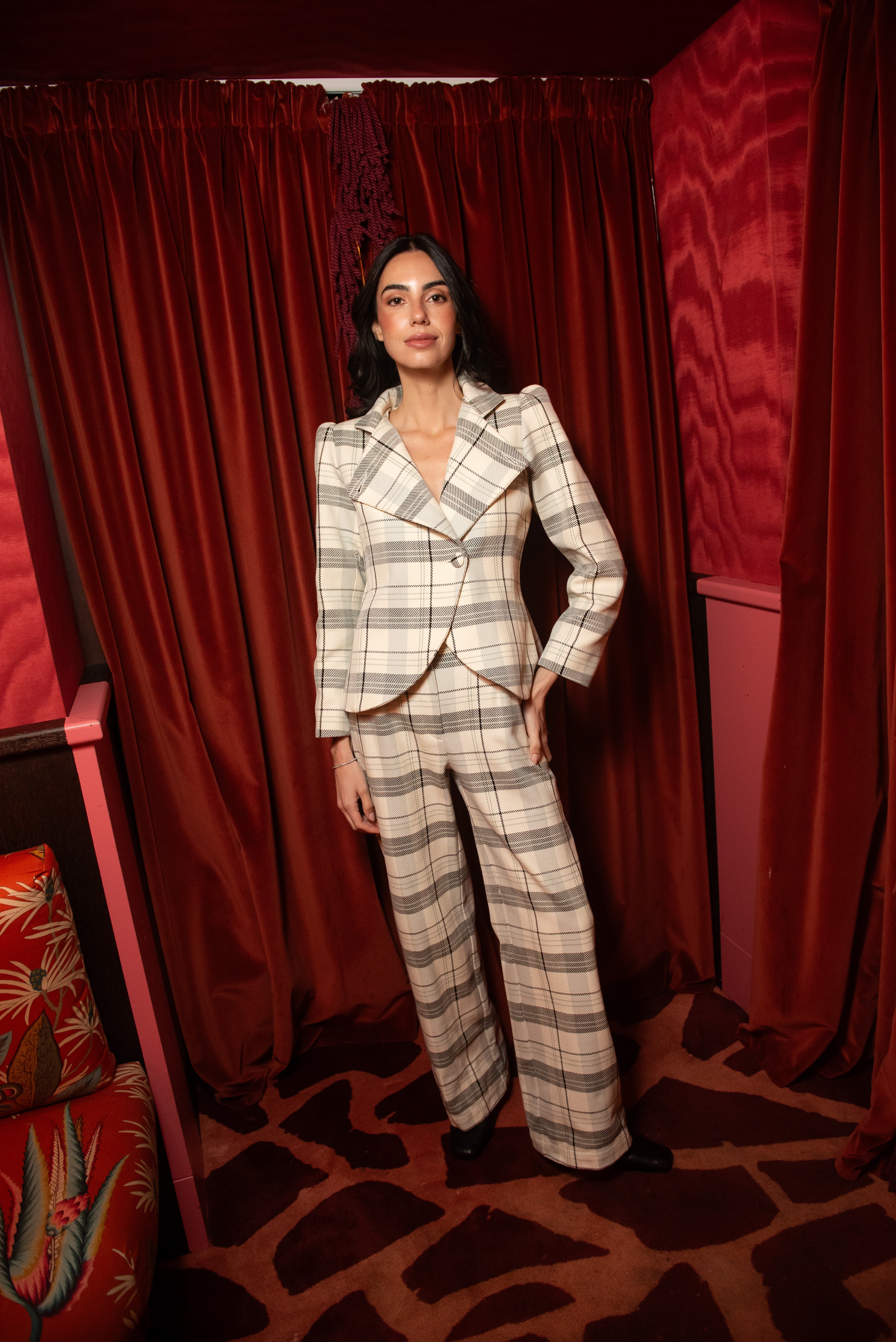 Pantalón Frosted Cuadros Beige y Verde