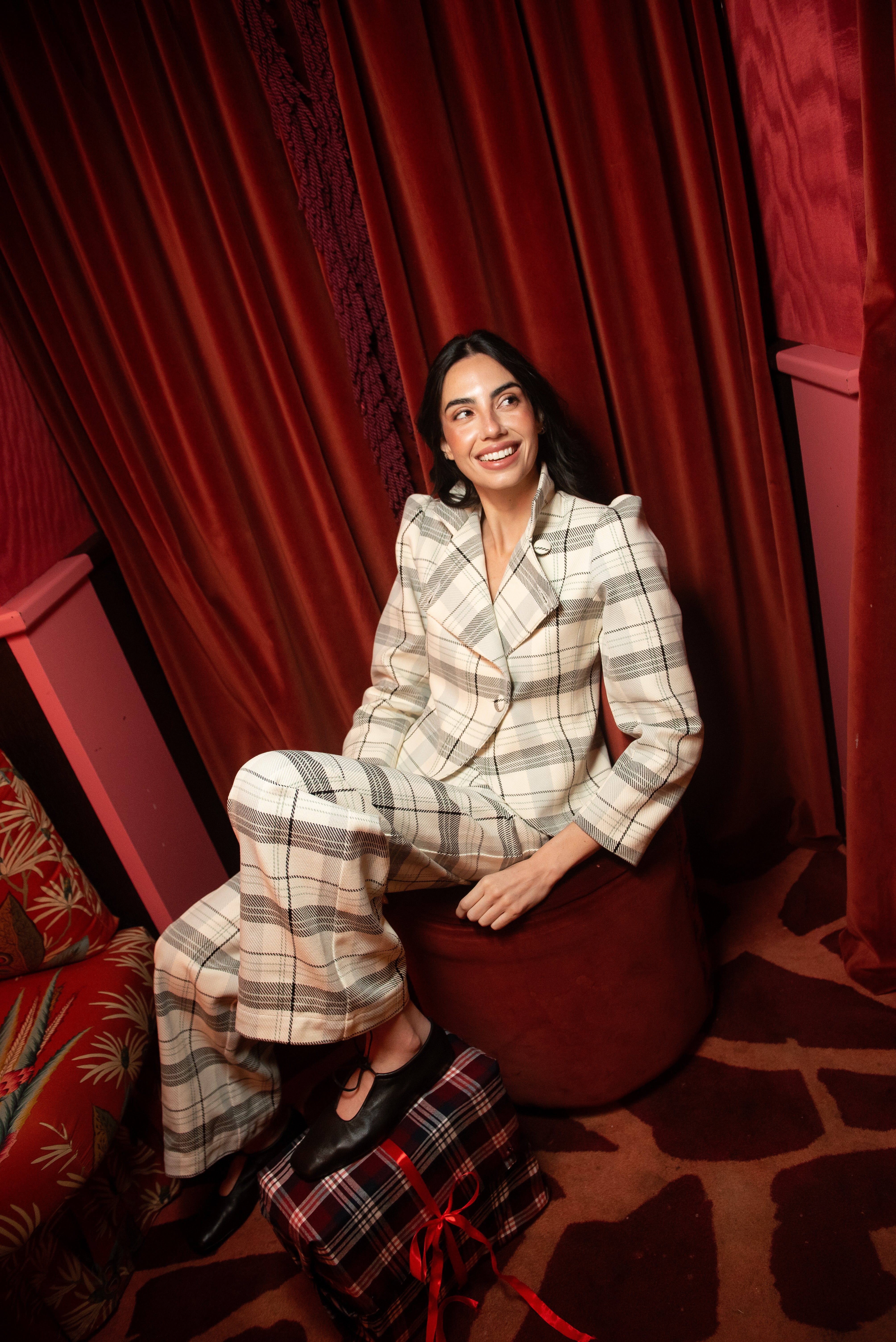 Pantalón Frosted Cuadros Beige y Verde