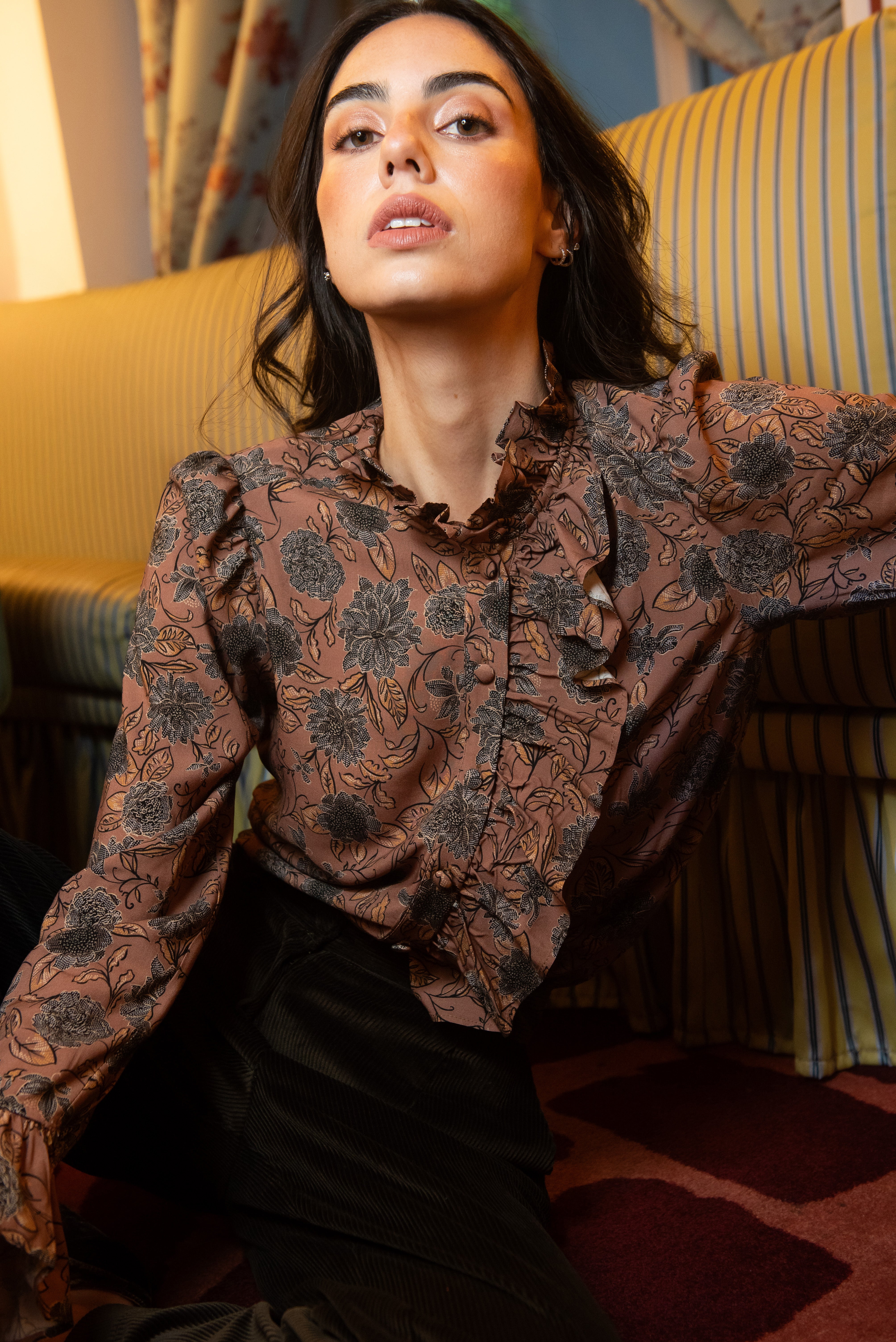 Brown Print Toffee Blouse