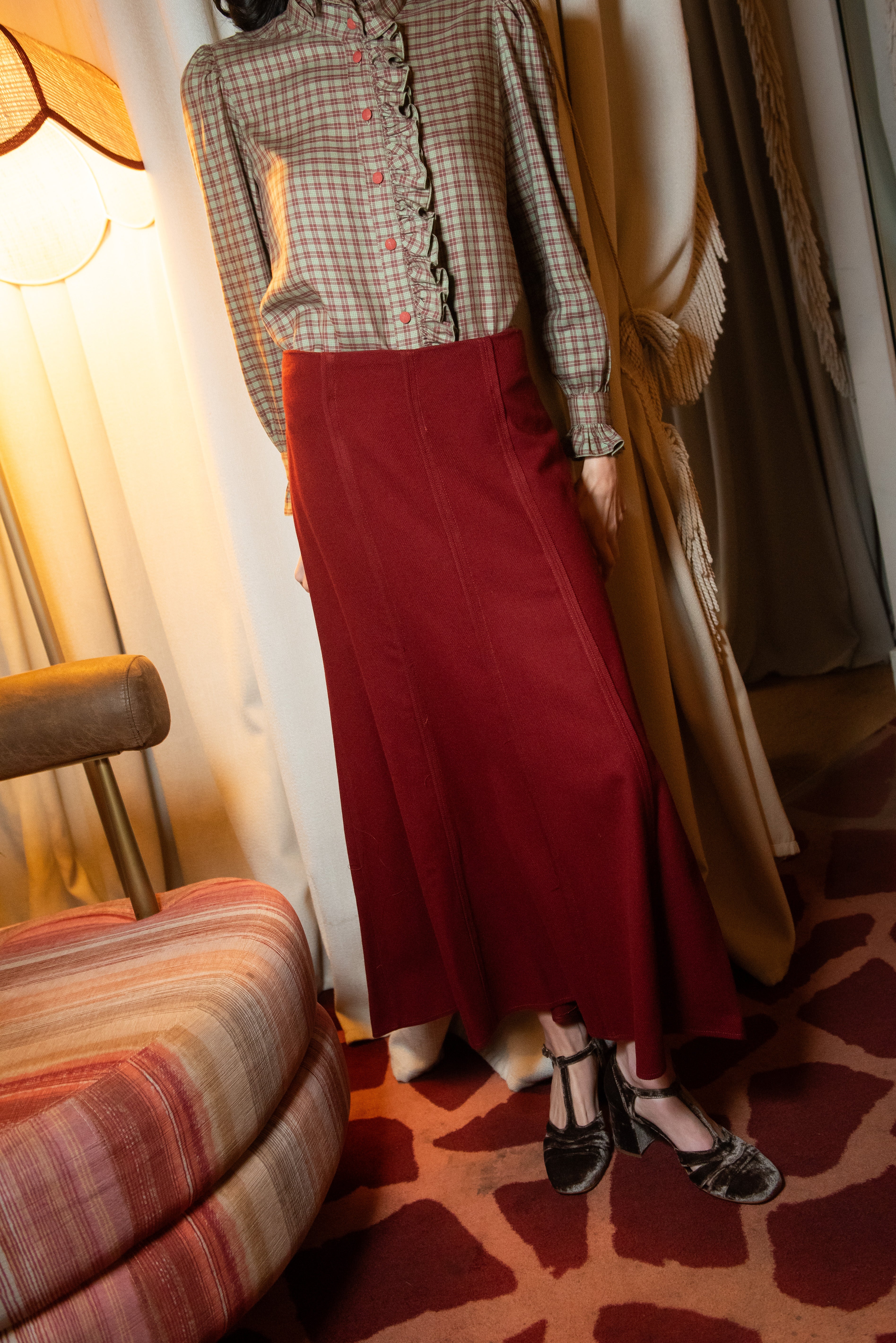 Noel Burgundy Skirt