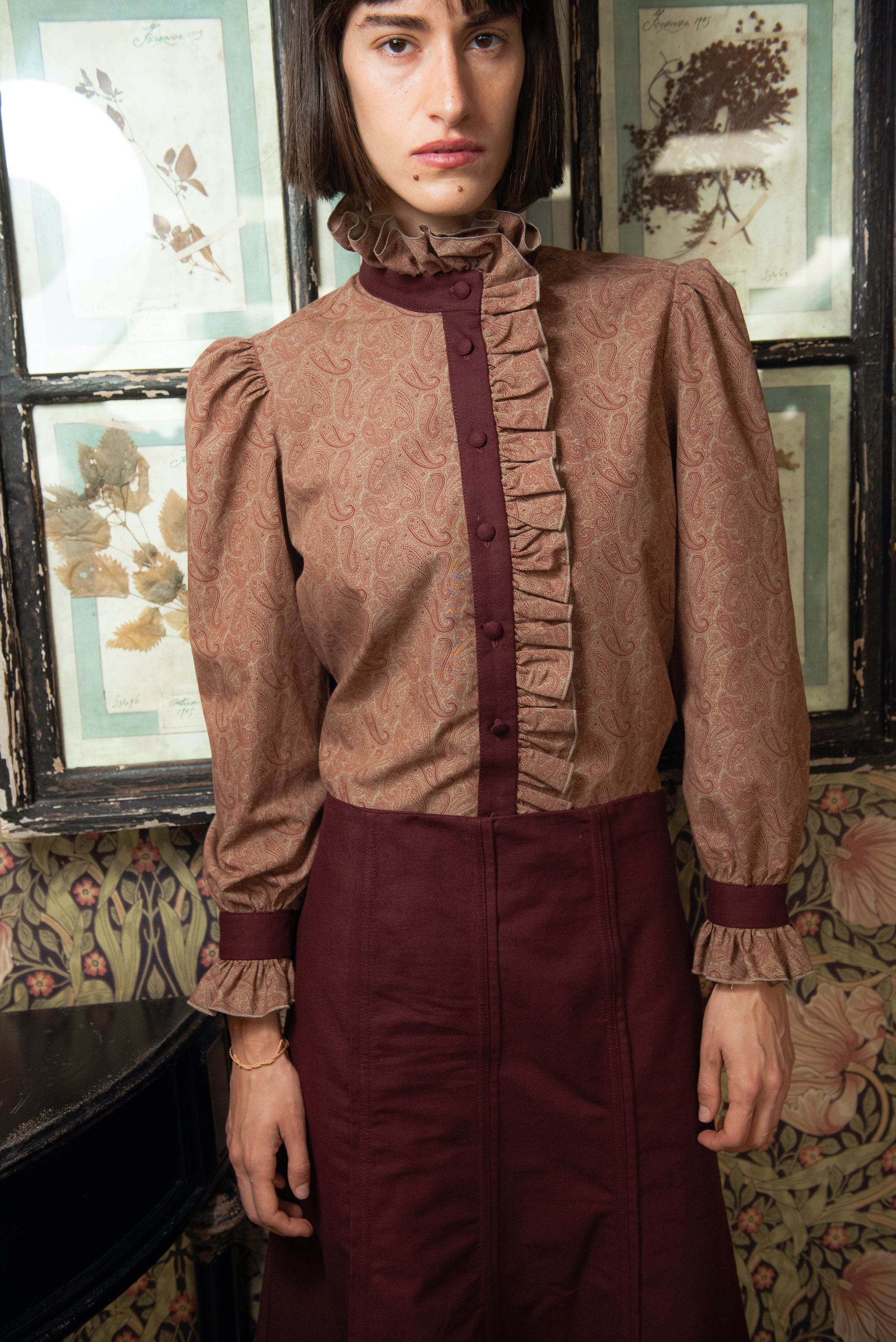 Eiger Burgundy Ruffle Blouse