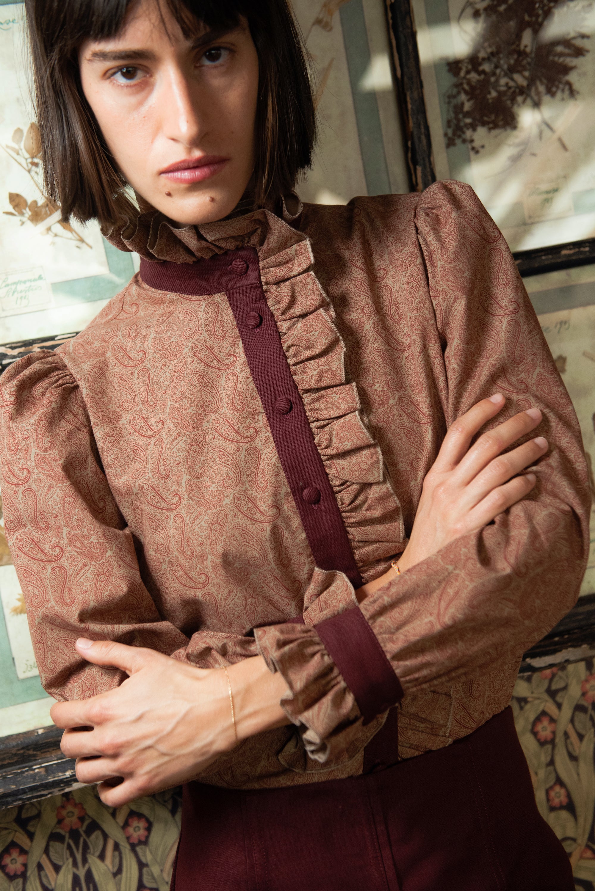 Eiger Burgundy Ruffle Blouse