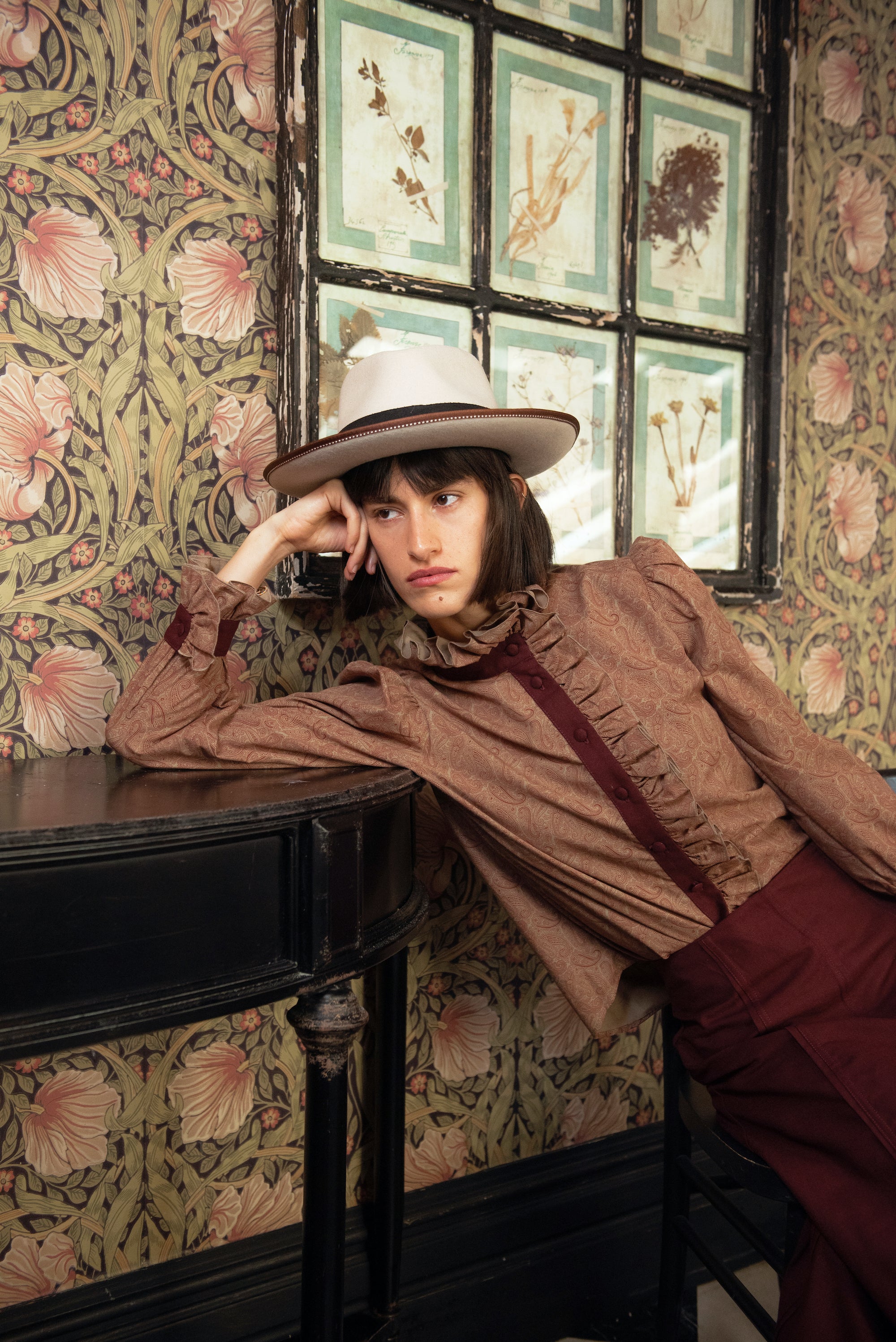 Eiger Burgundy Ruffle Blouse