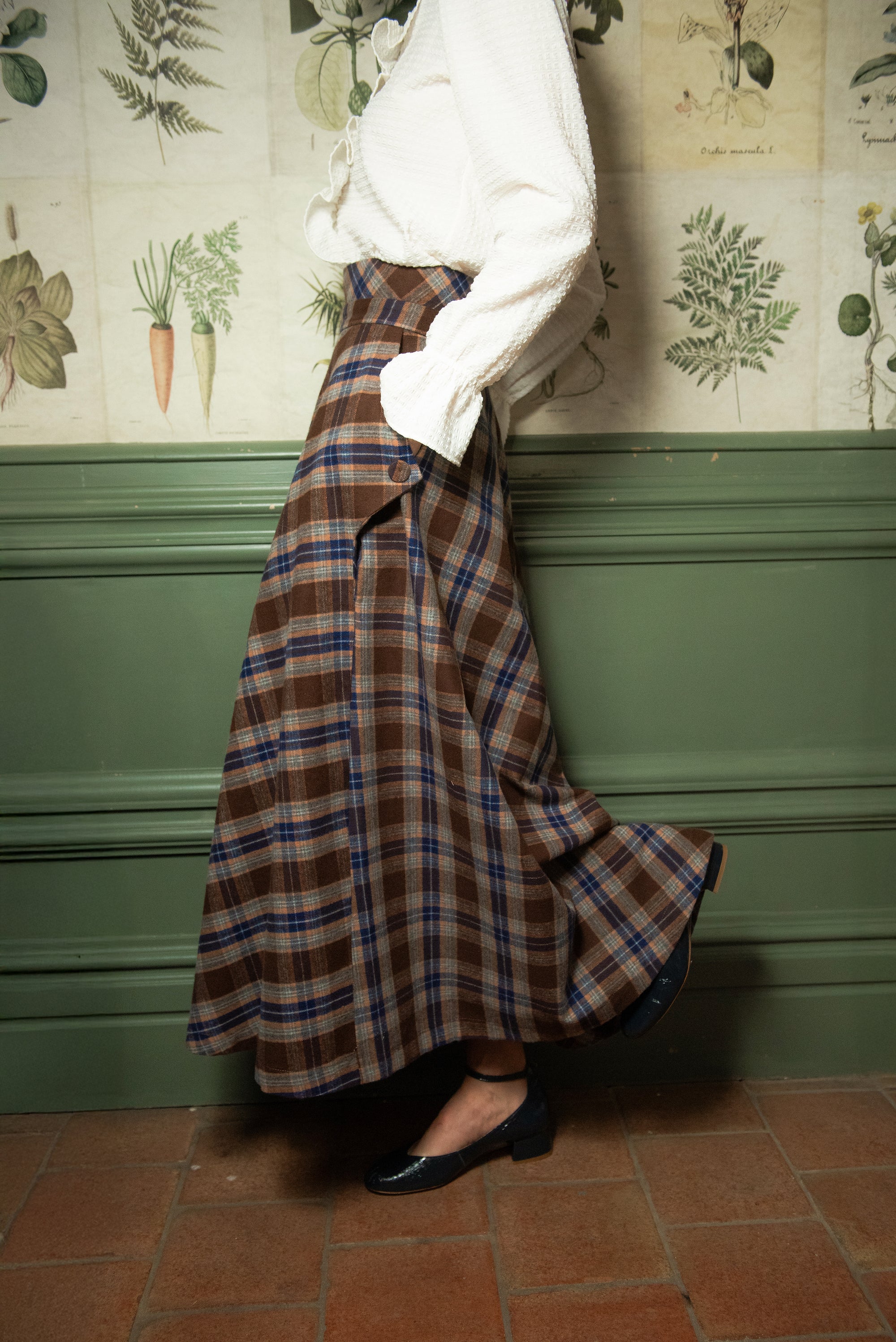 Falda Vuelo Cervinia Cuadros Azul y Camel