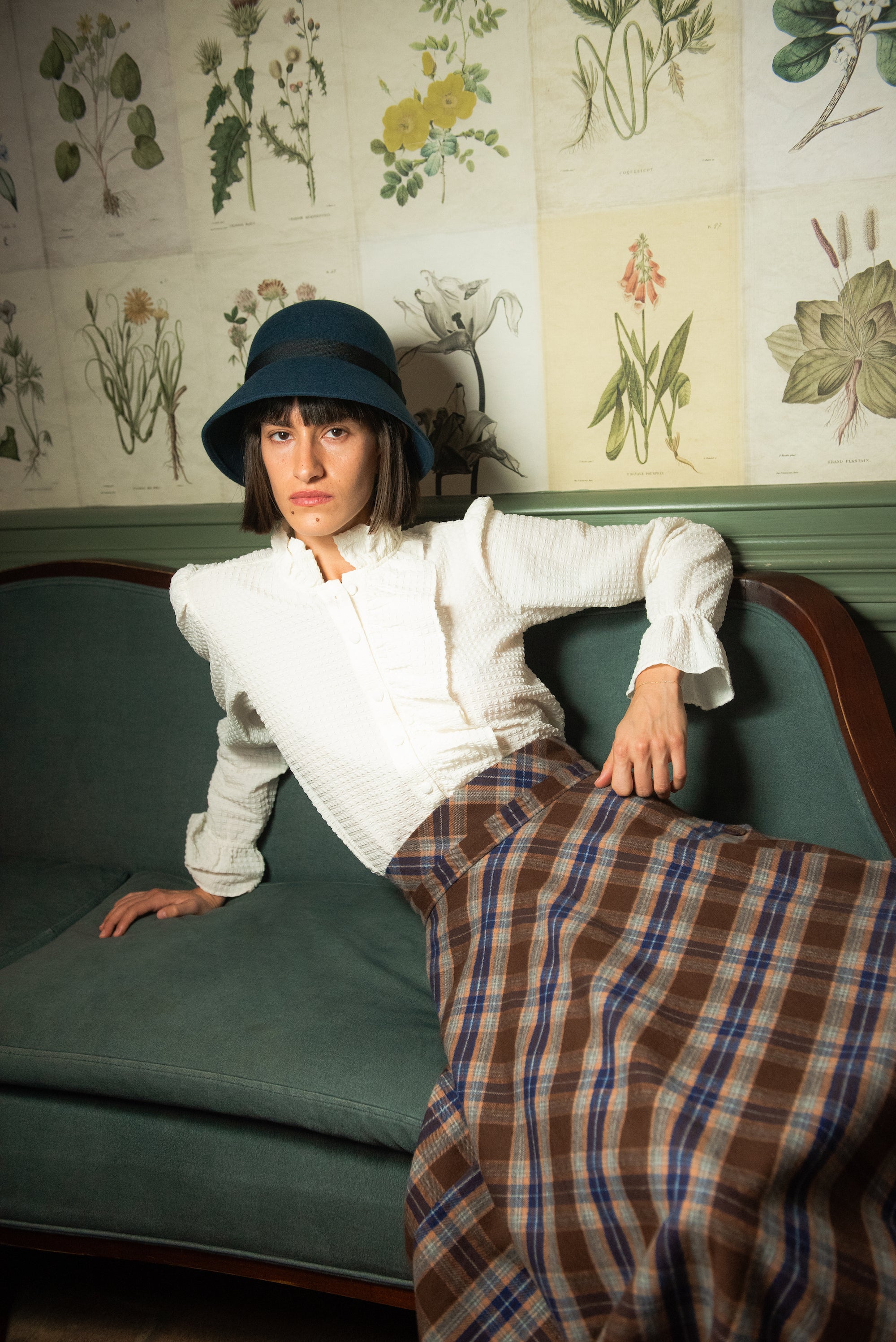 Falda Vuelo Cervinia Cuadros Azul y Camel