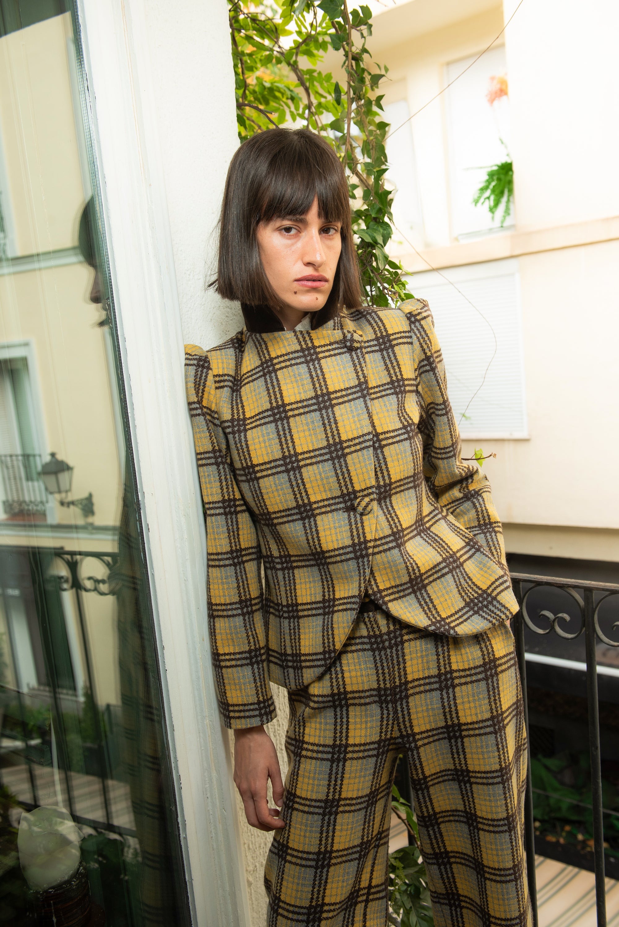 Chaqueta Luzern Lana Cuadros Amarillo