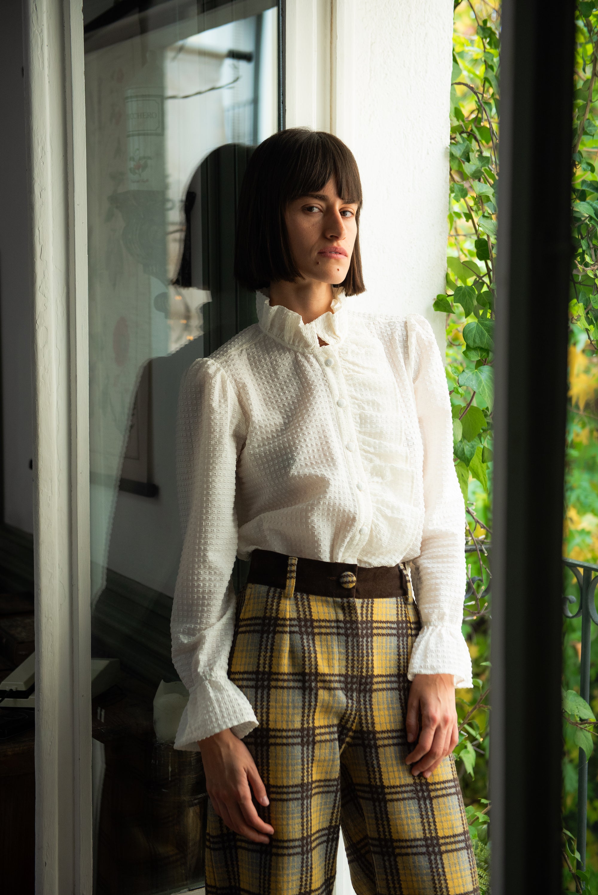 Pantalón Luzern Lana Cuadros Amarillo