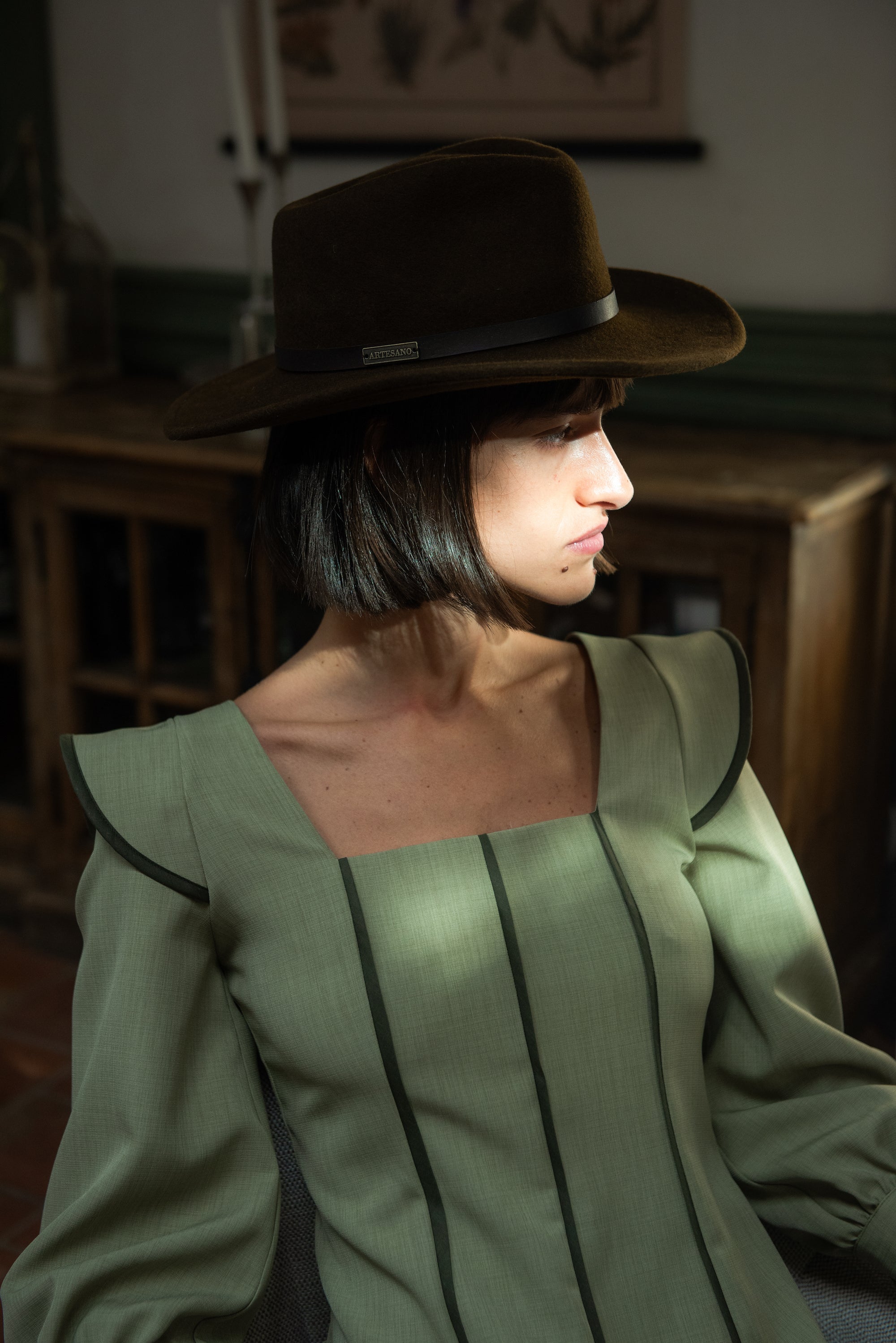 Alberg Green Long Sleeve Dress