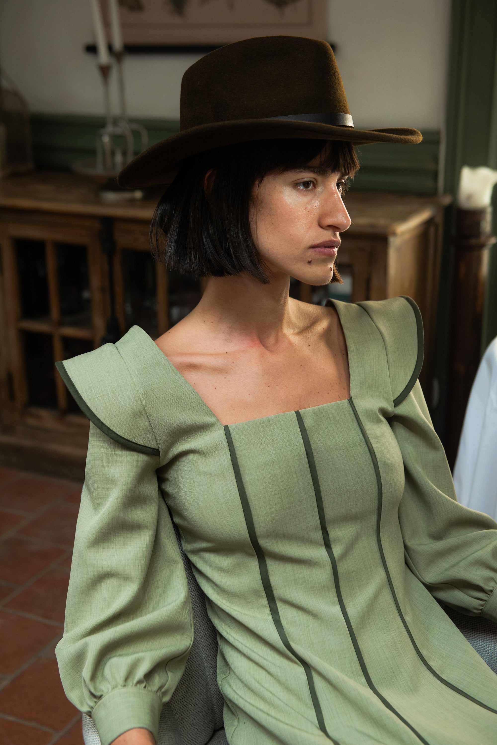 Alberg Green Long Sleeve Dress