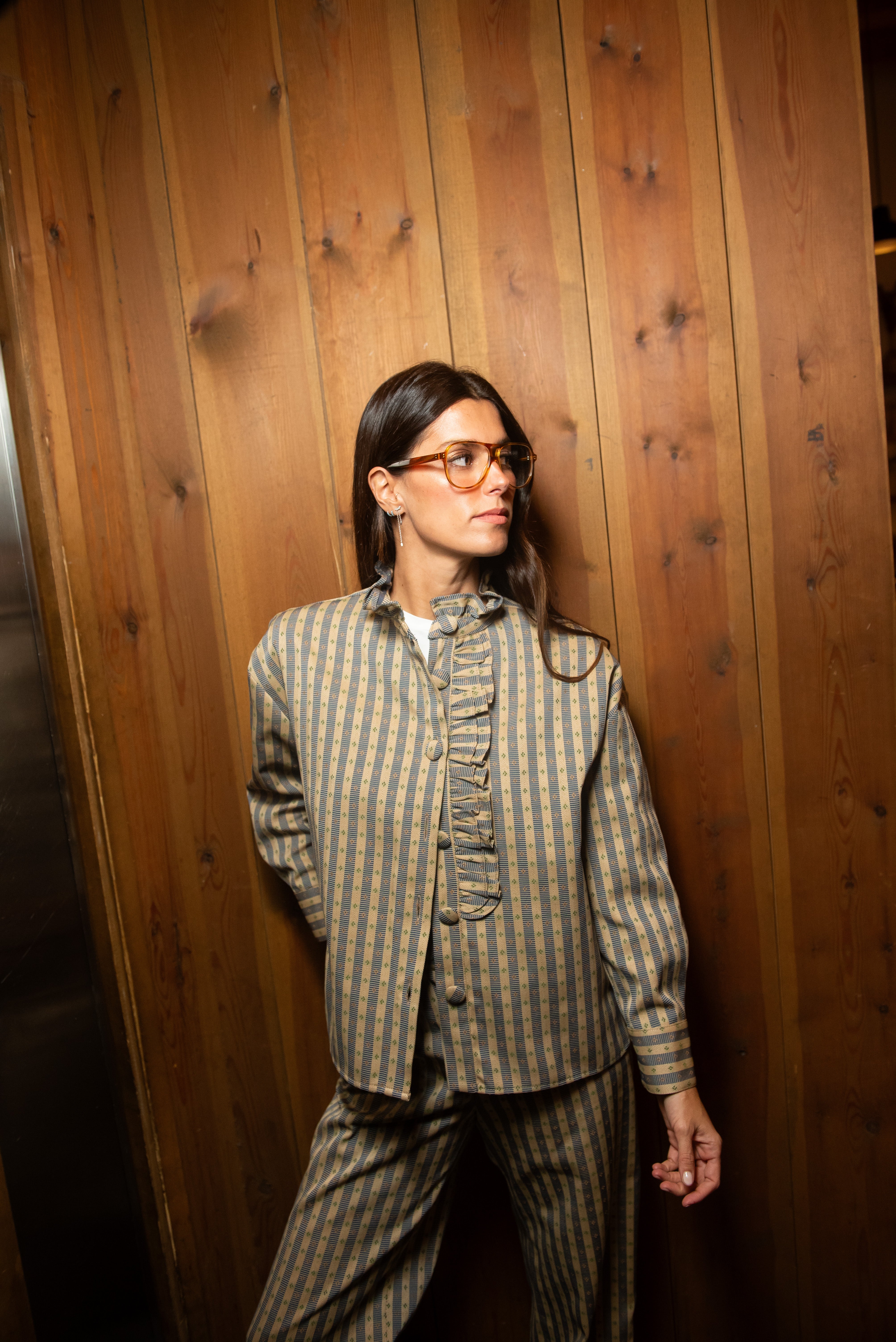 Sobretudo às riscas azul Touro