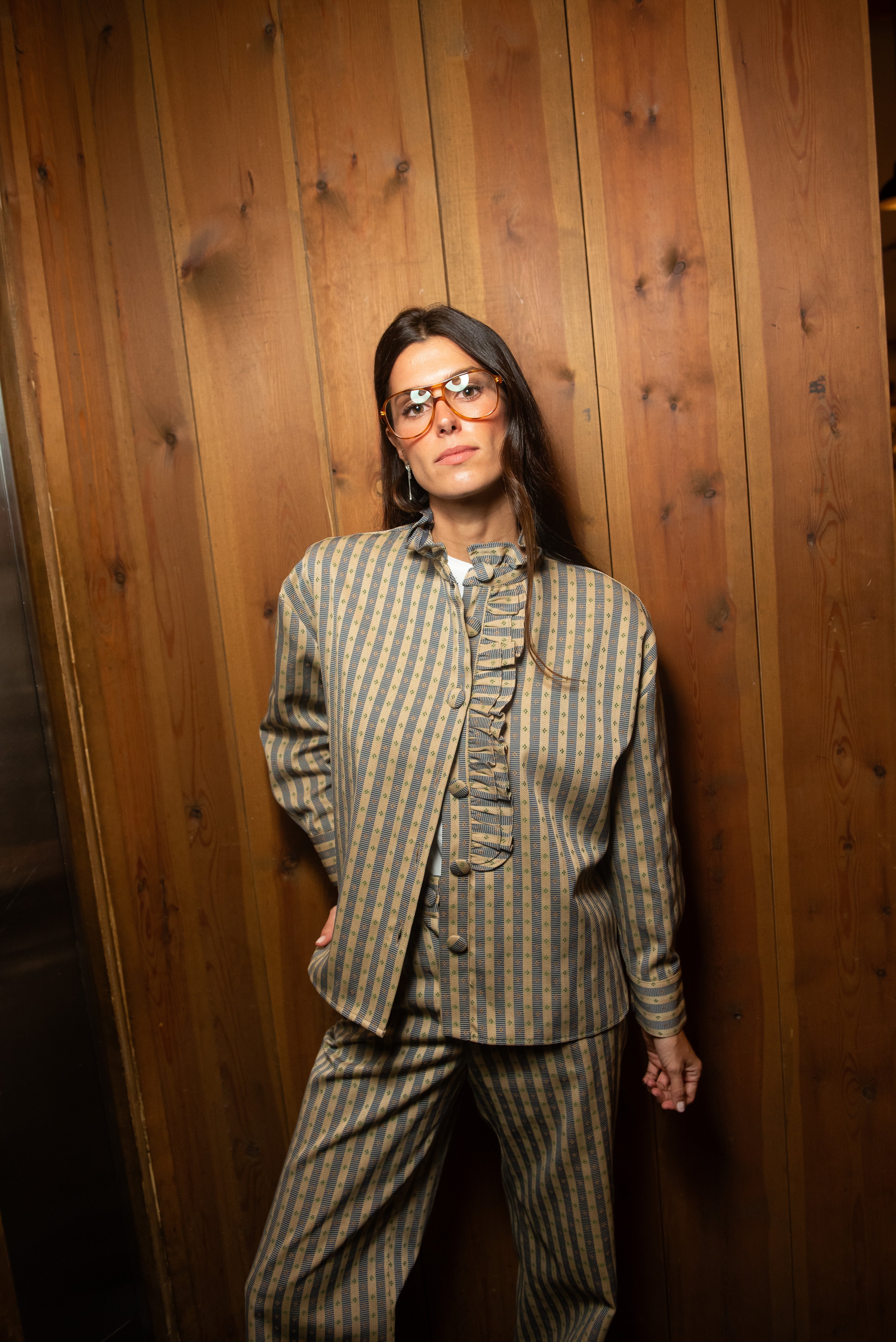 Calças listradas azuis para o cancro