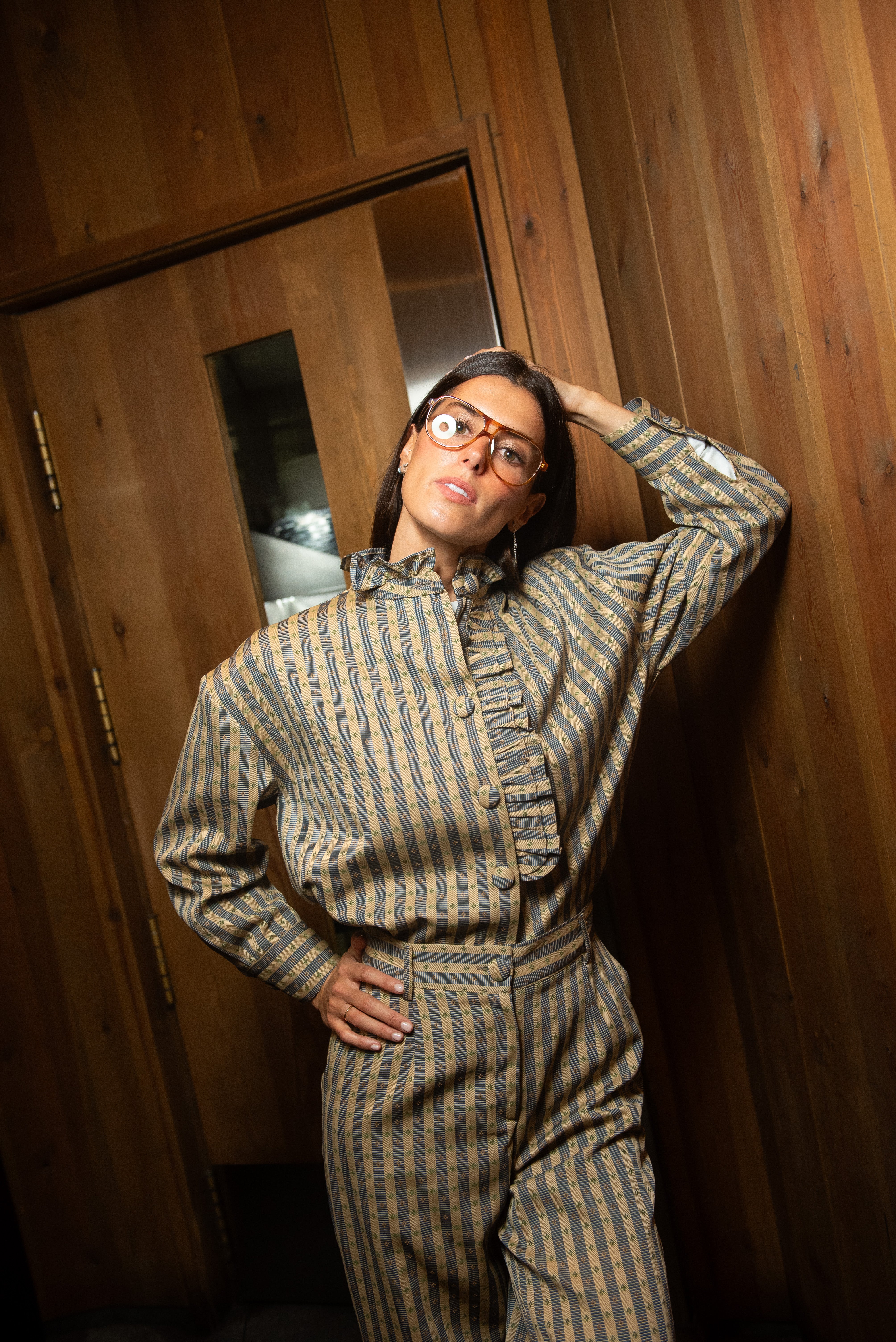 Sobretudo às riscas azul Touro