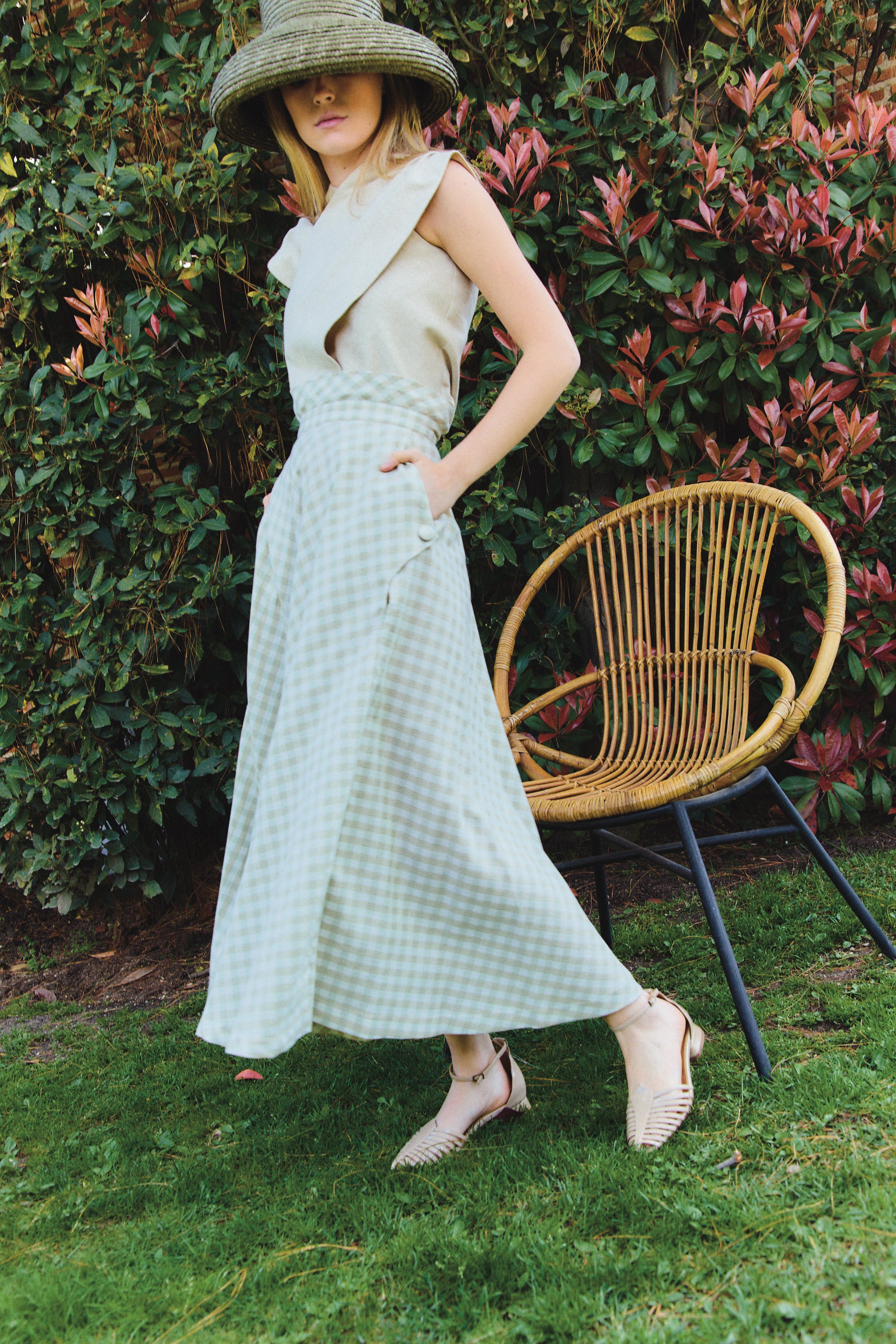 Falda Olivo Vichy Verde