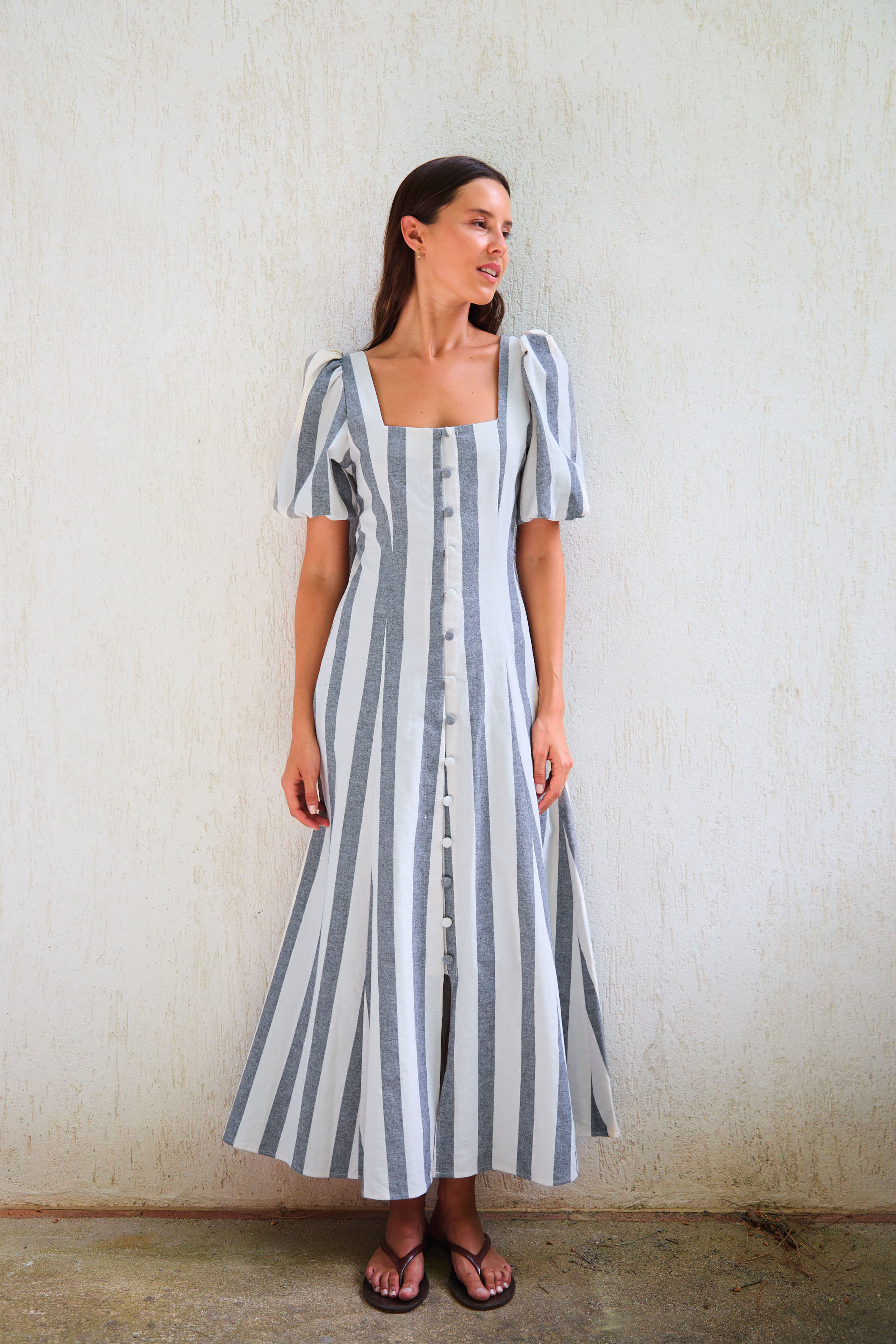 Vestido Malta Rayas Negro y Beige