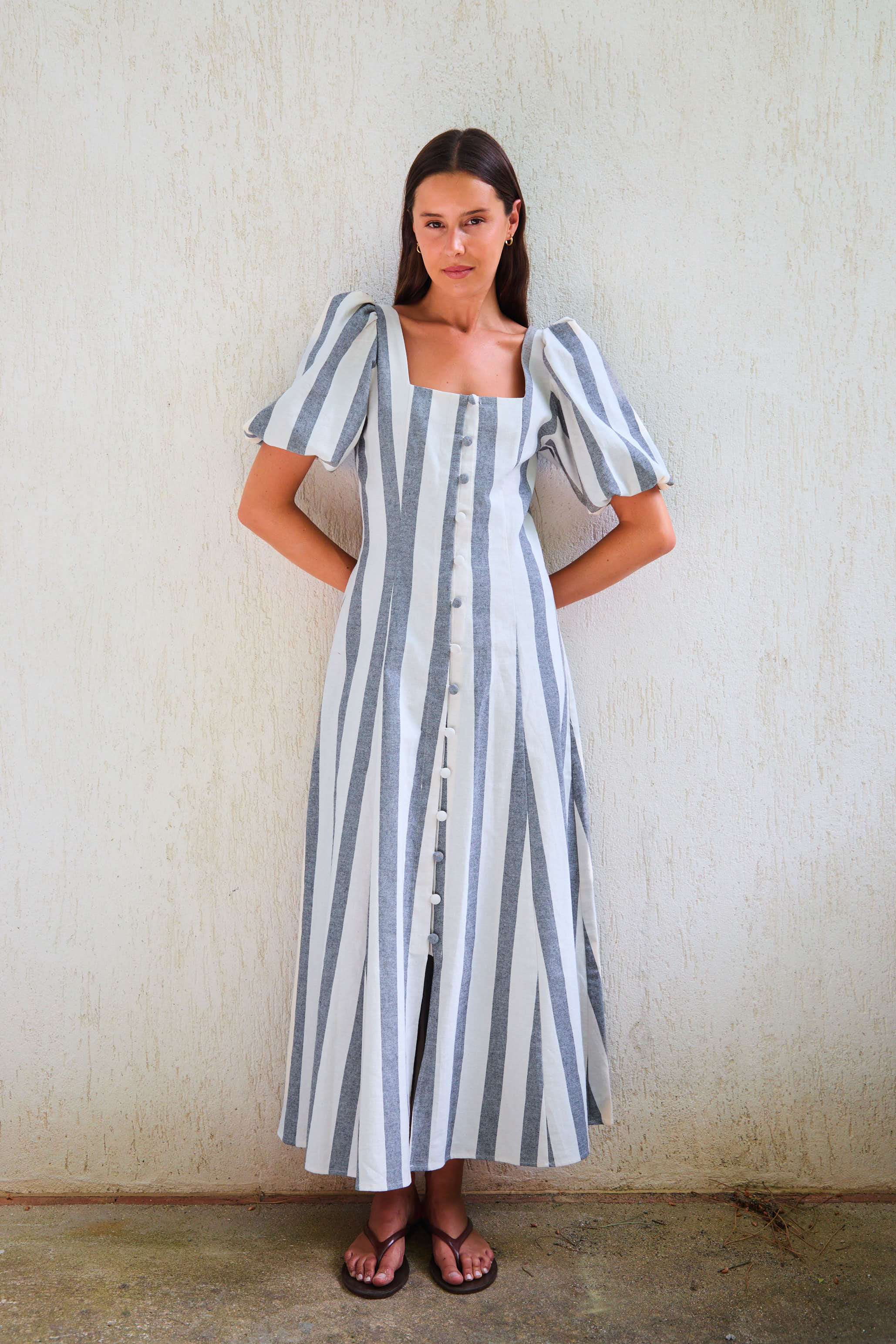 Vestido Malta Rayas Negro y Beige