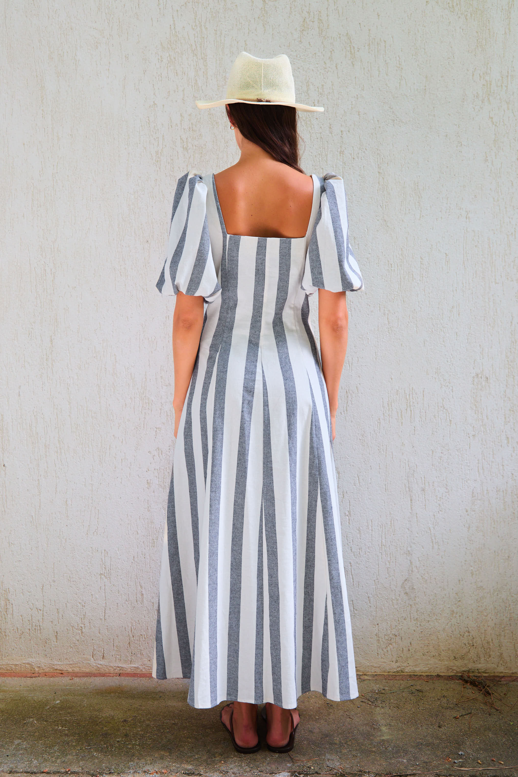 Vestido Malta Rayas Negro y Beige