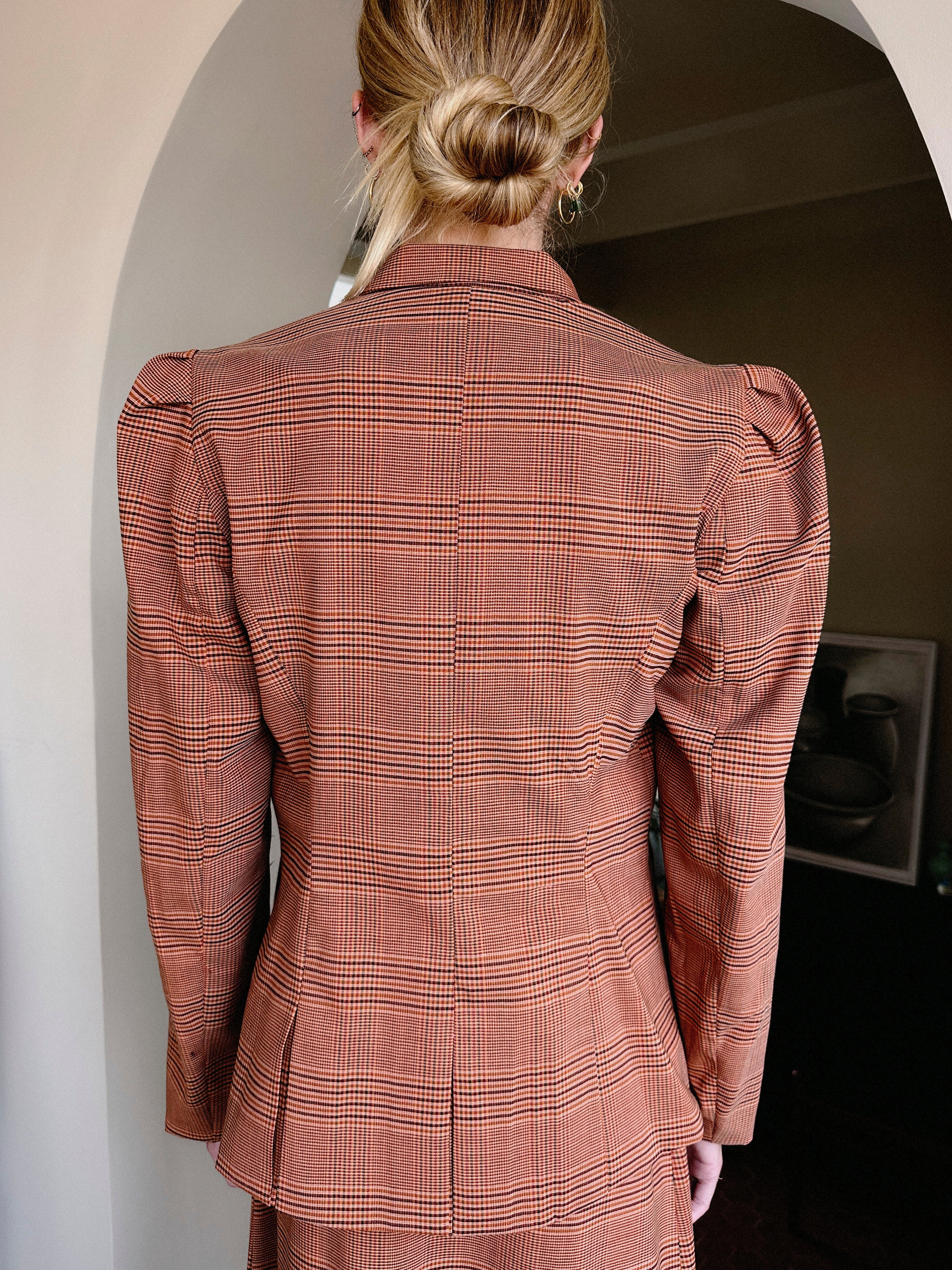 Terracota Checked Wool Blazer