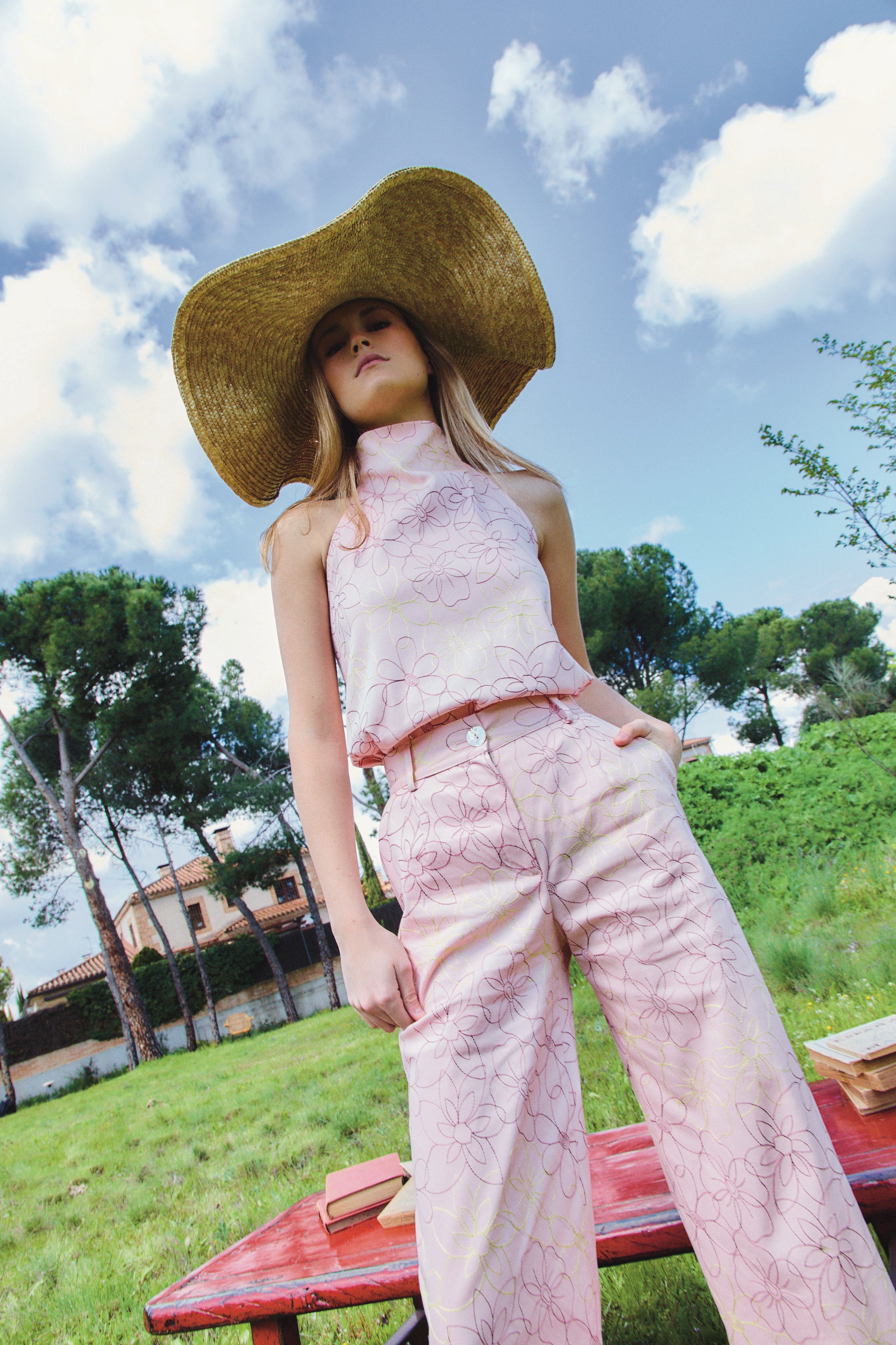 Pantalón Laurel Bordados Rosa