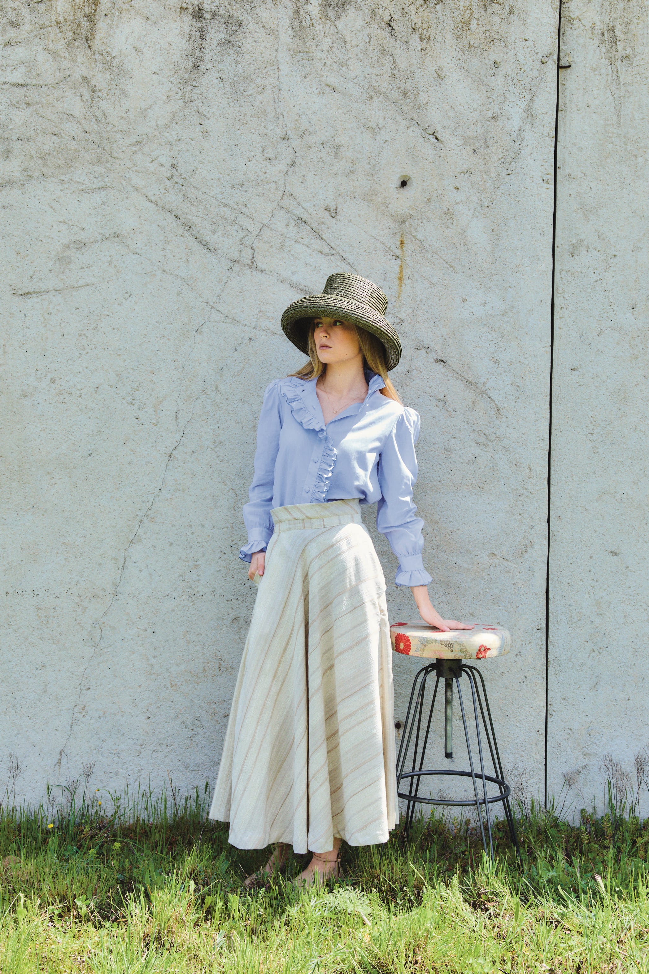 Olive Embroidered Skirt
