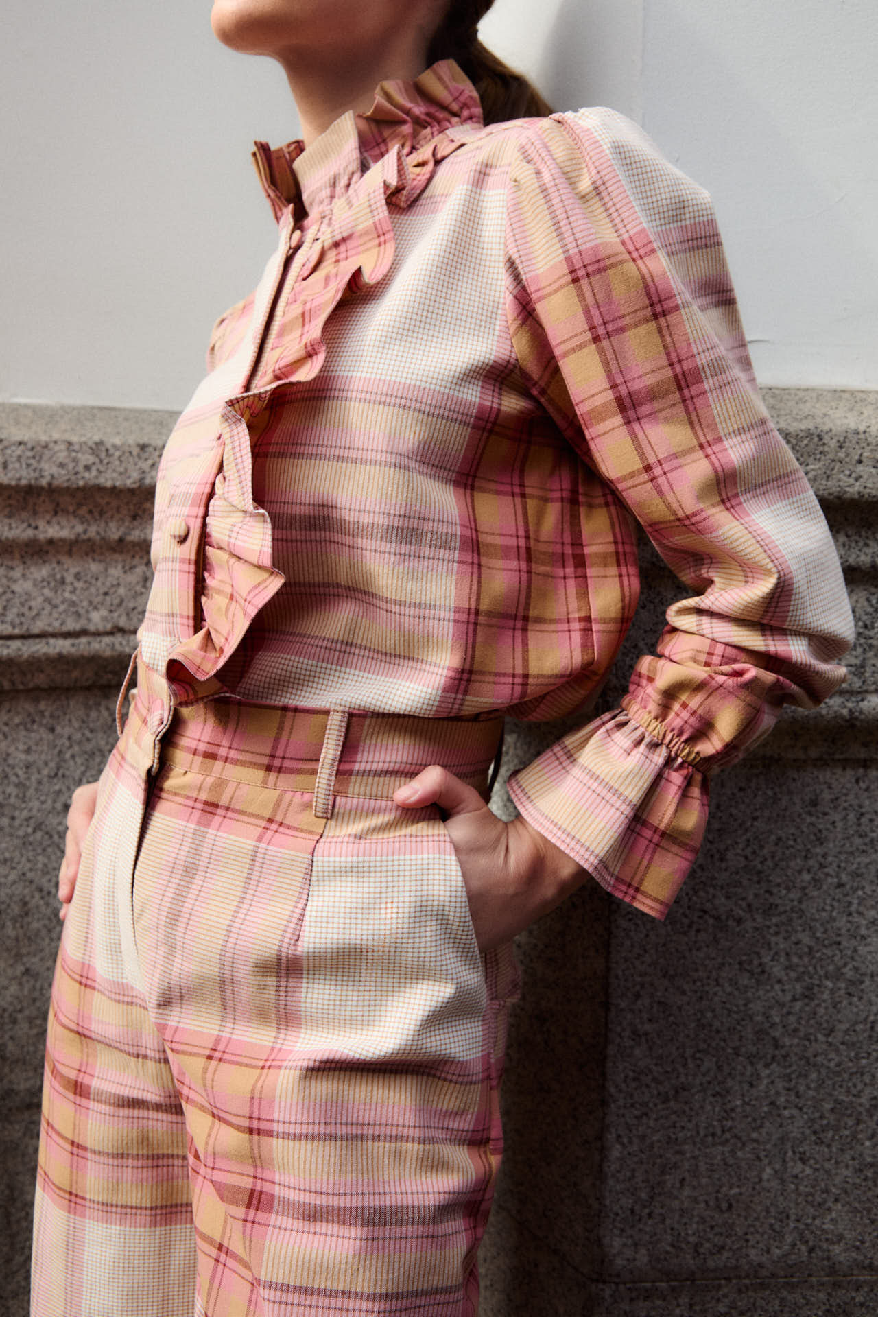 La Margarita Pink Plaid Blouse