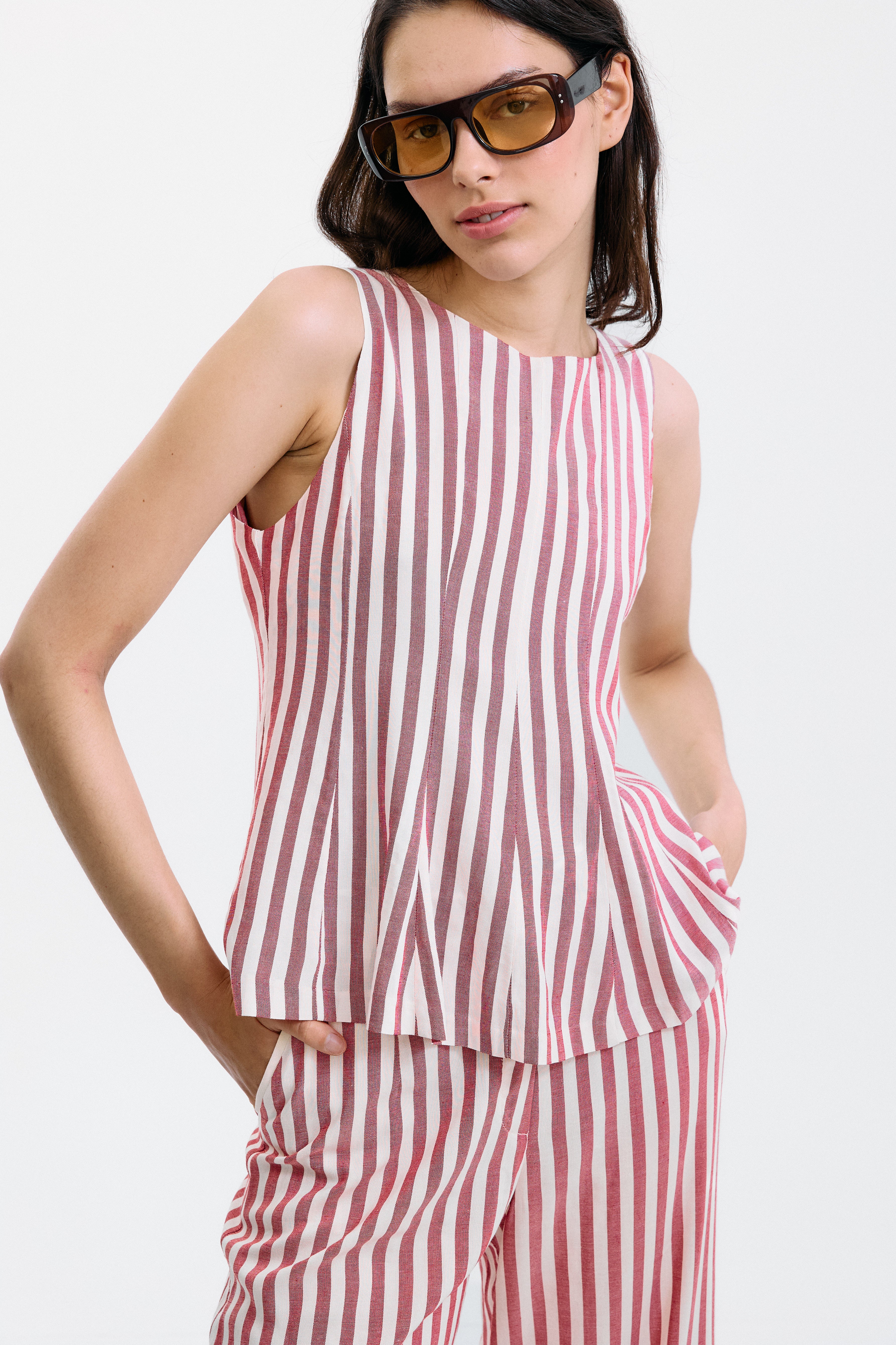 Top Gelosia Rayas Blanco y Rojo