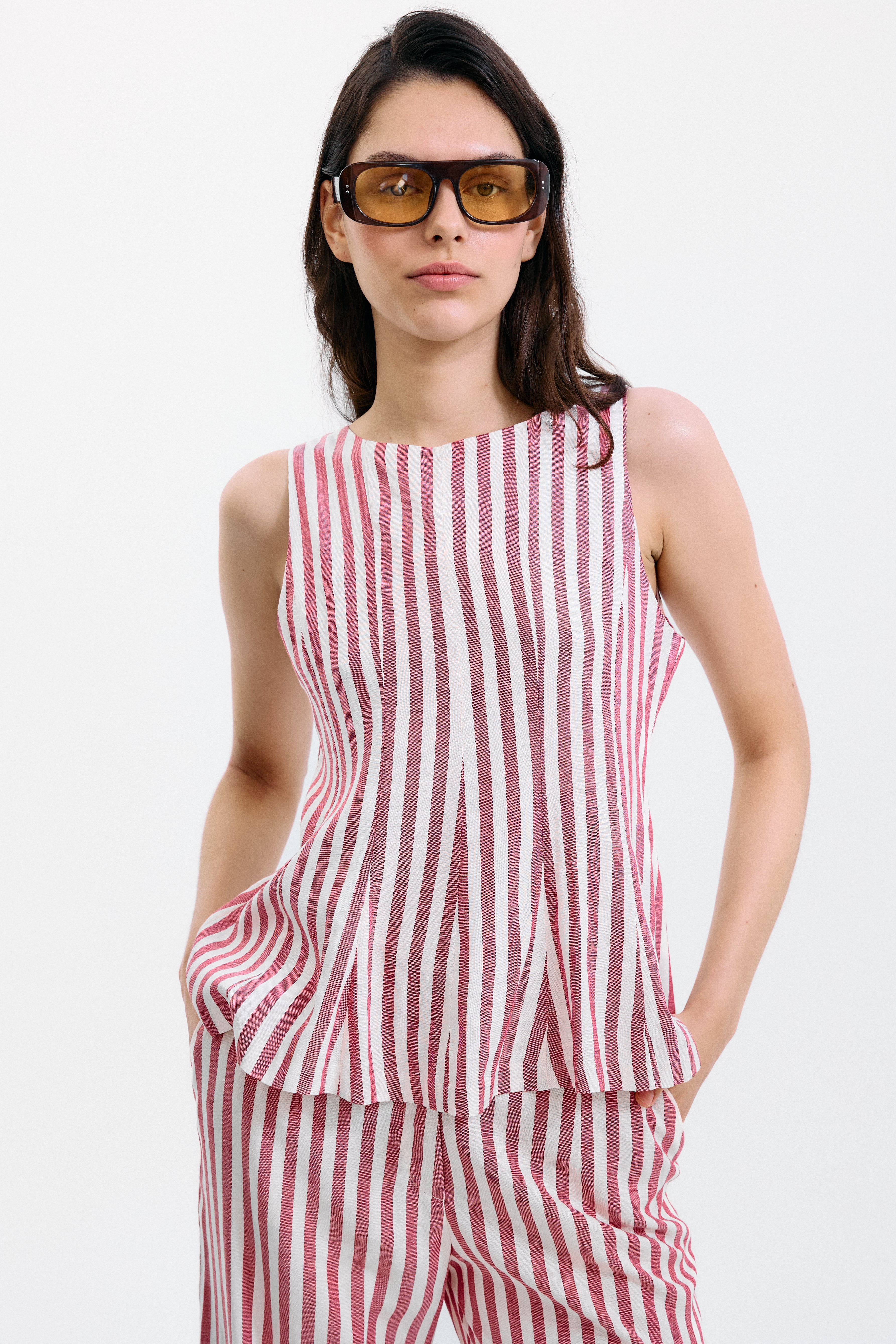 Top Gelosia Rayas Blanco y Rojo