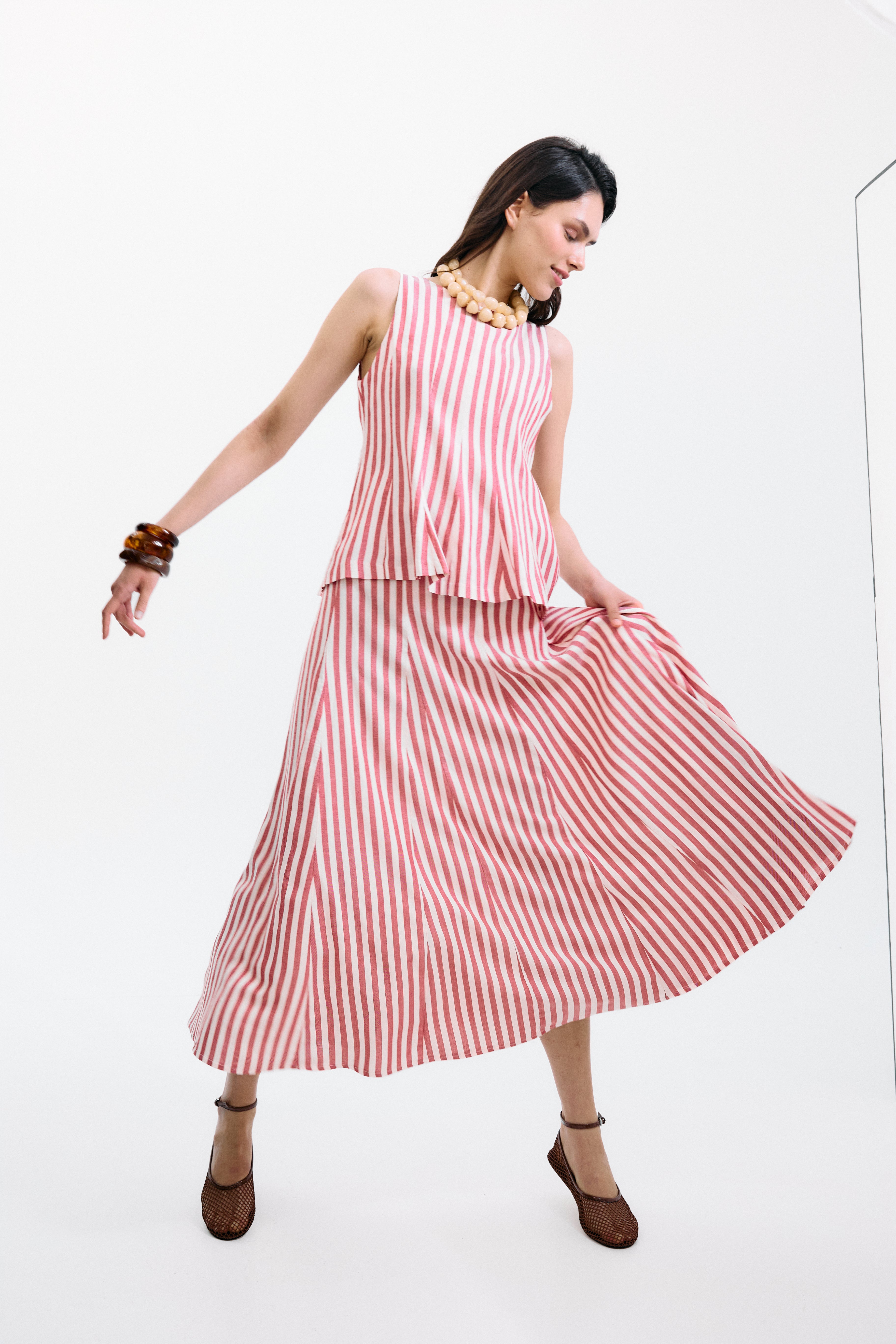 Falda Gelosia Rayas Rojas