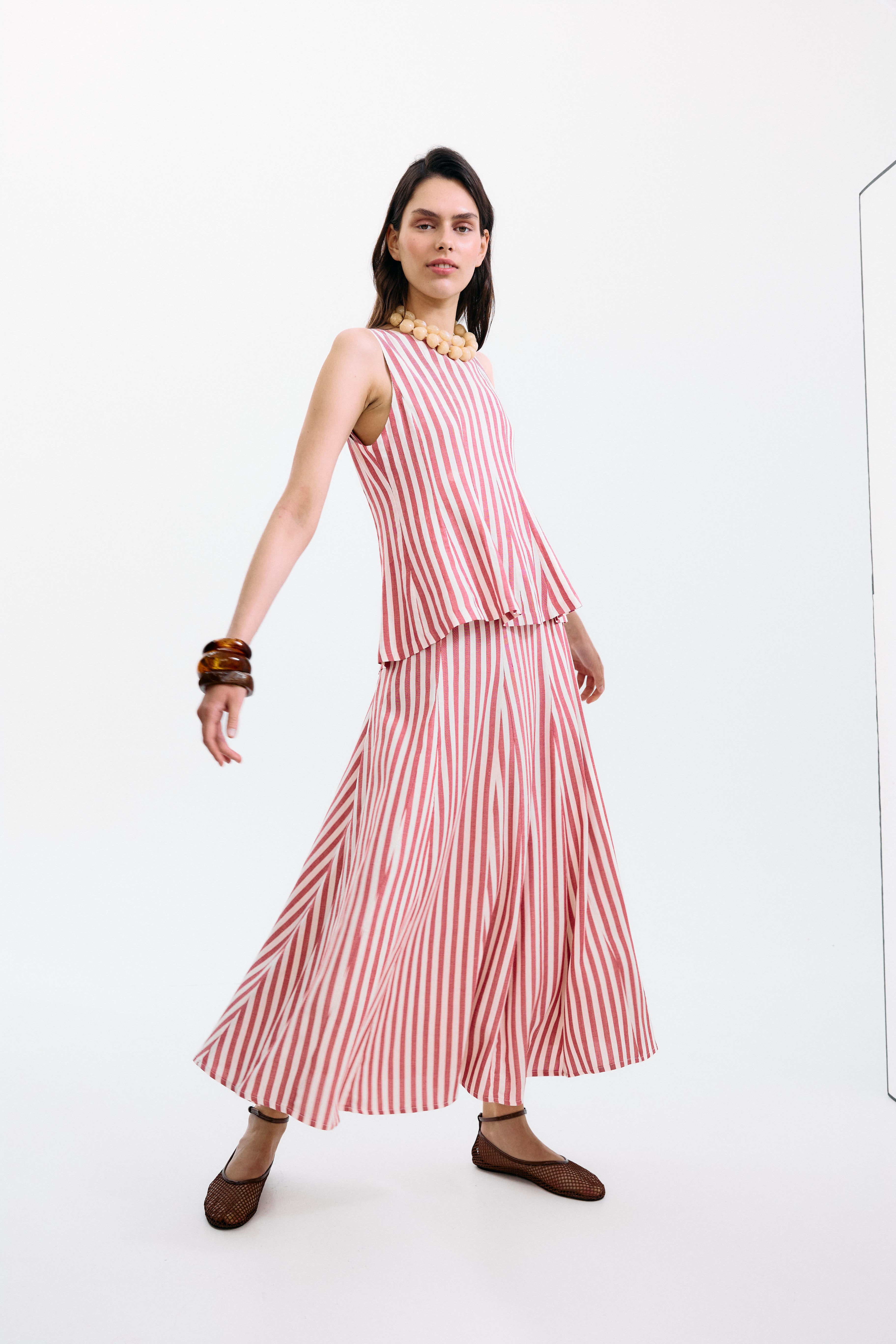 Falda Gelosia Rayas Rojas