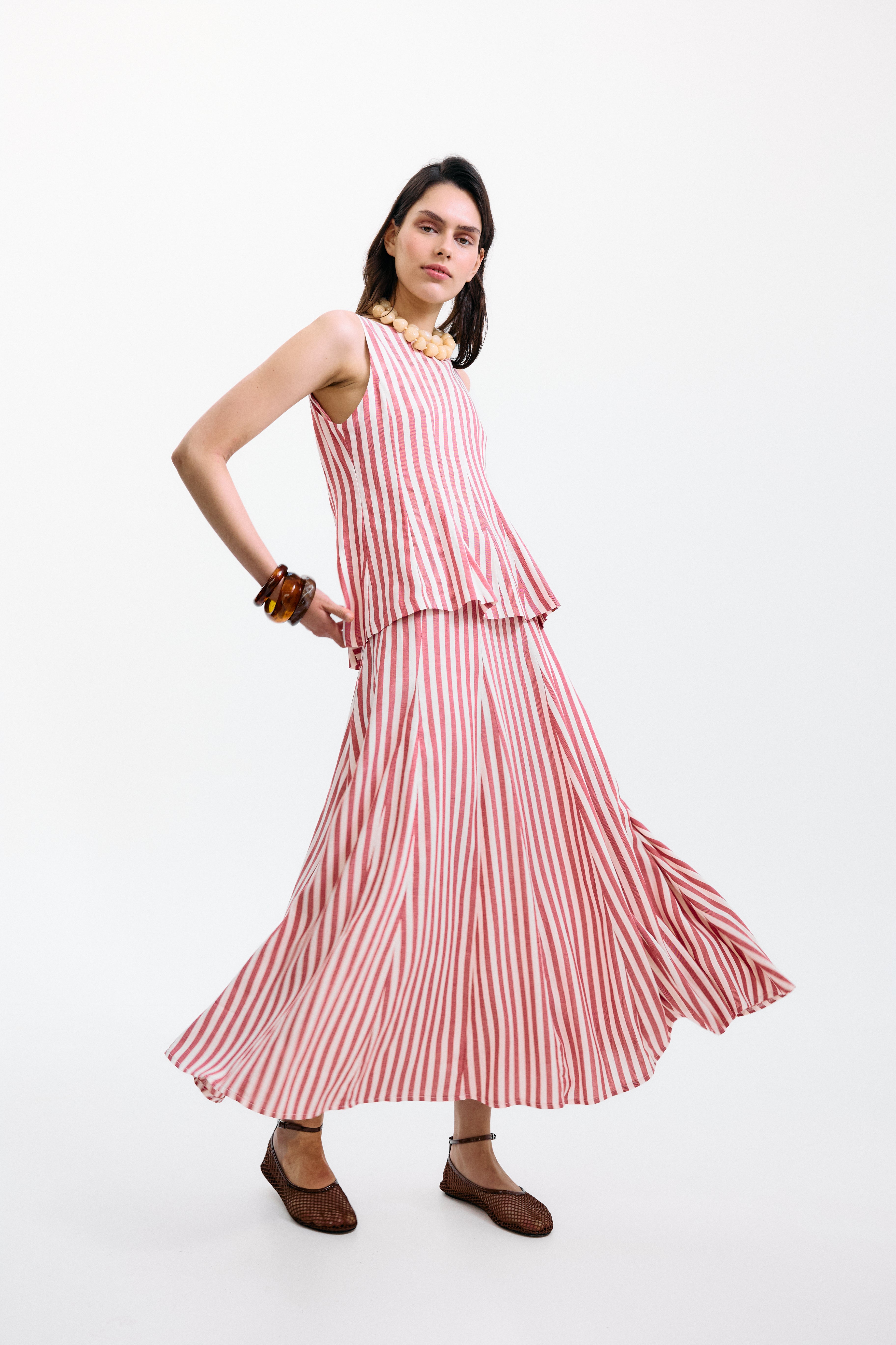 Falda Gelosia Rayas Rojas