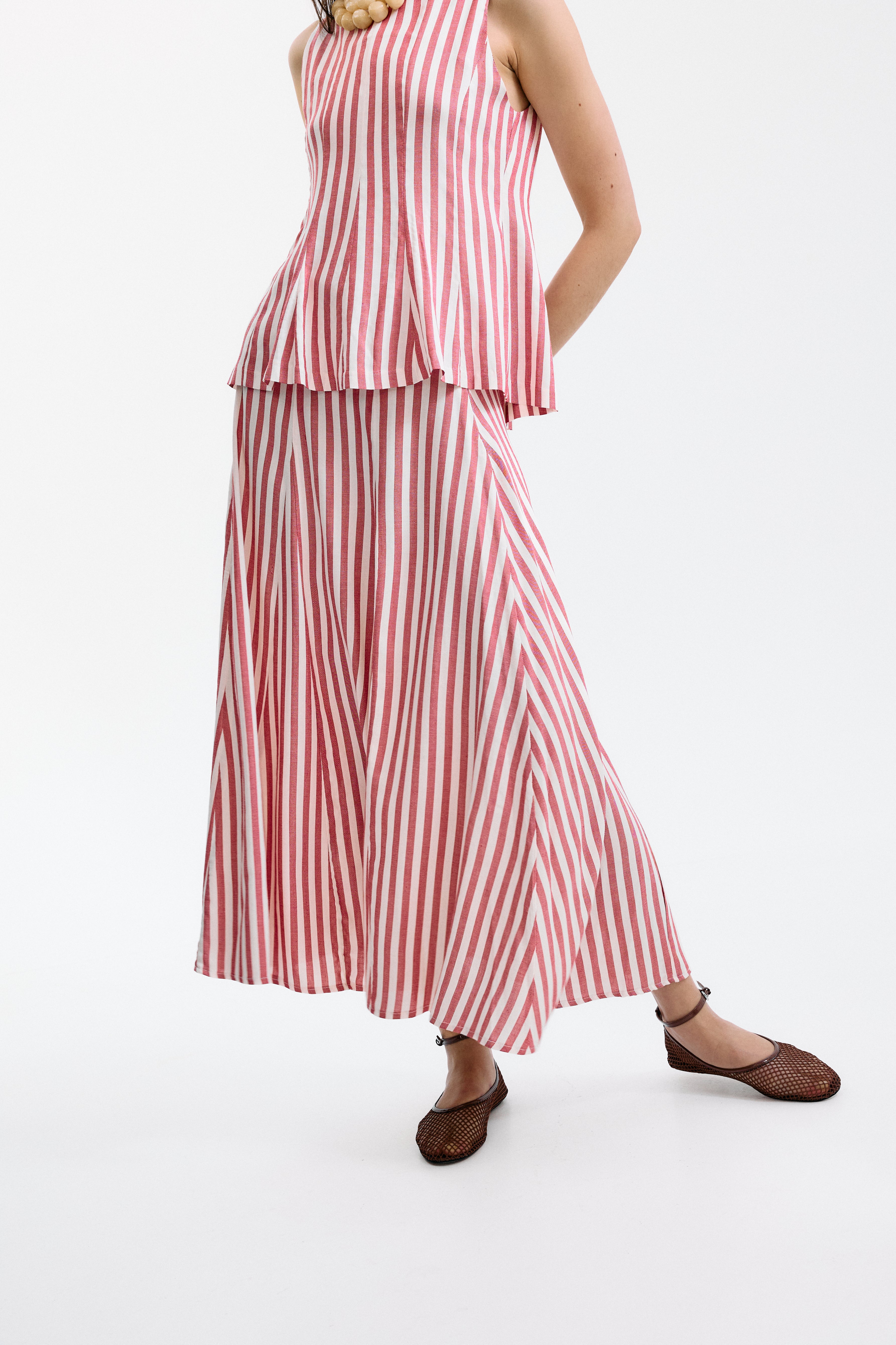 Falda Gelosia Rayas Rojas