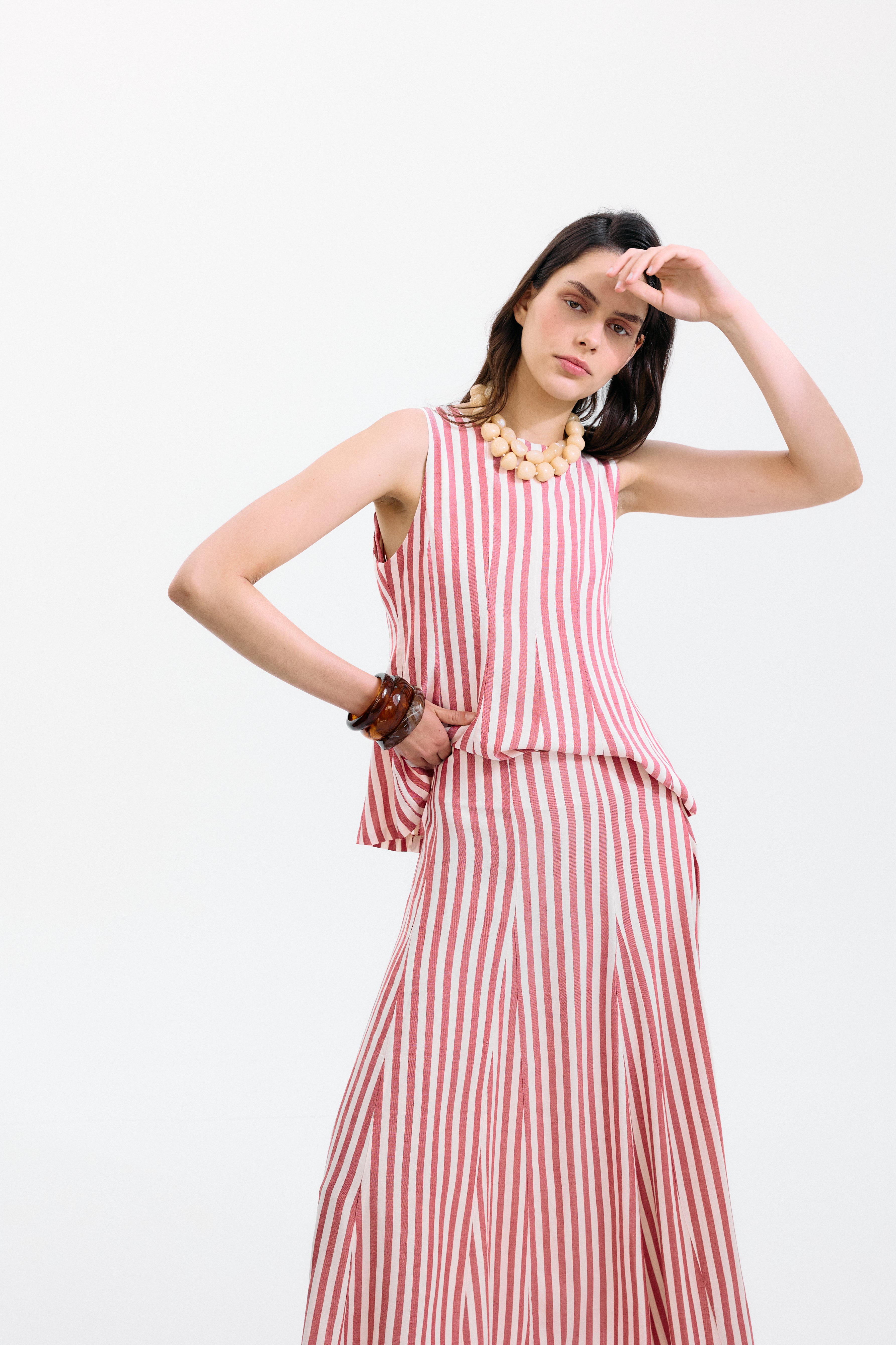 Falda Gelosia Rayas Rojas