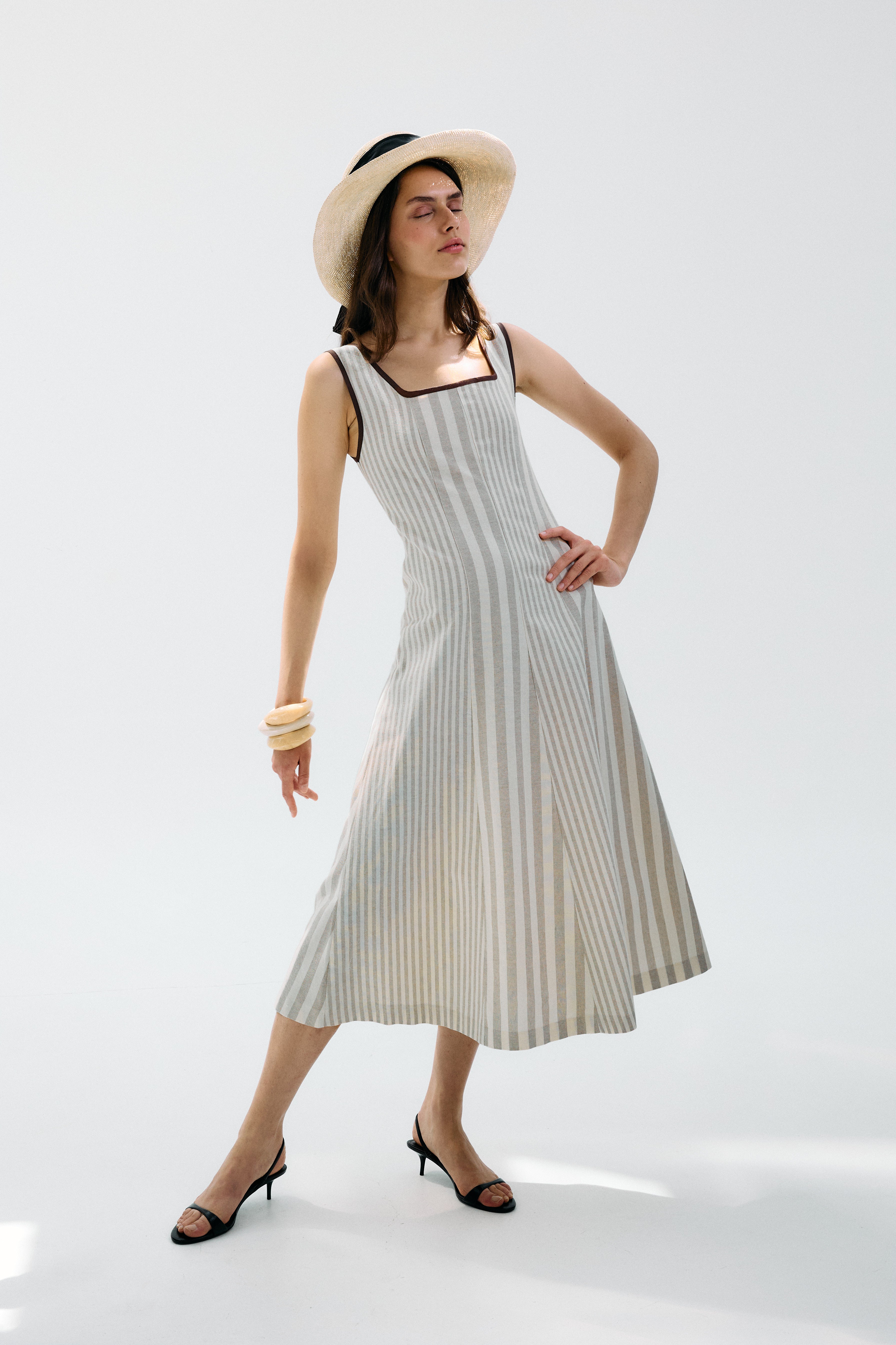 Vestido Piacere Multirrayas Beige