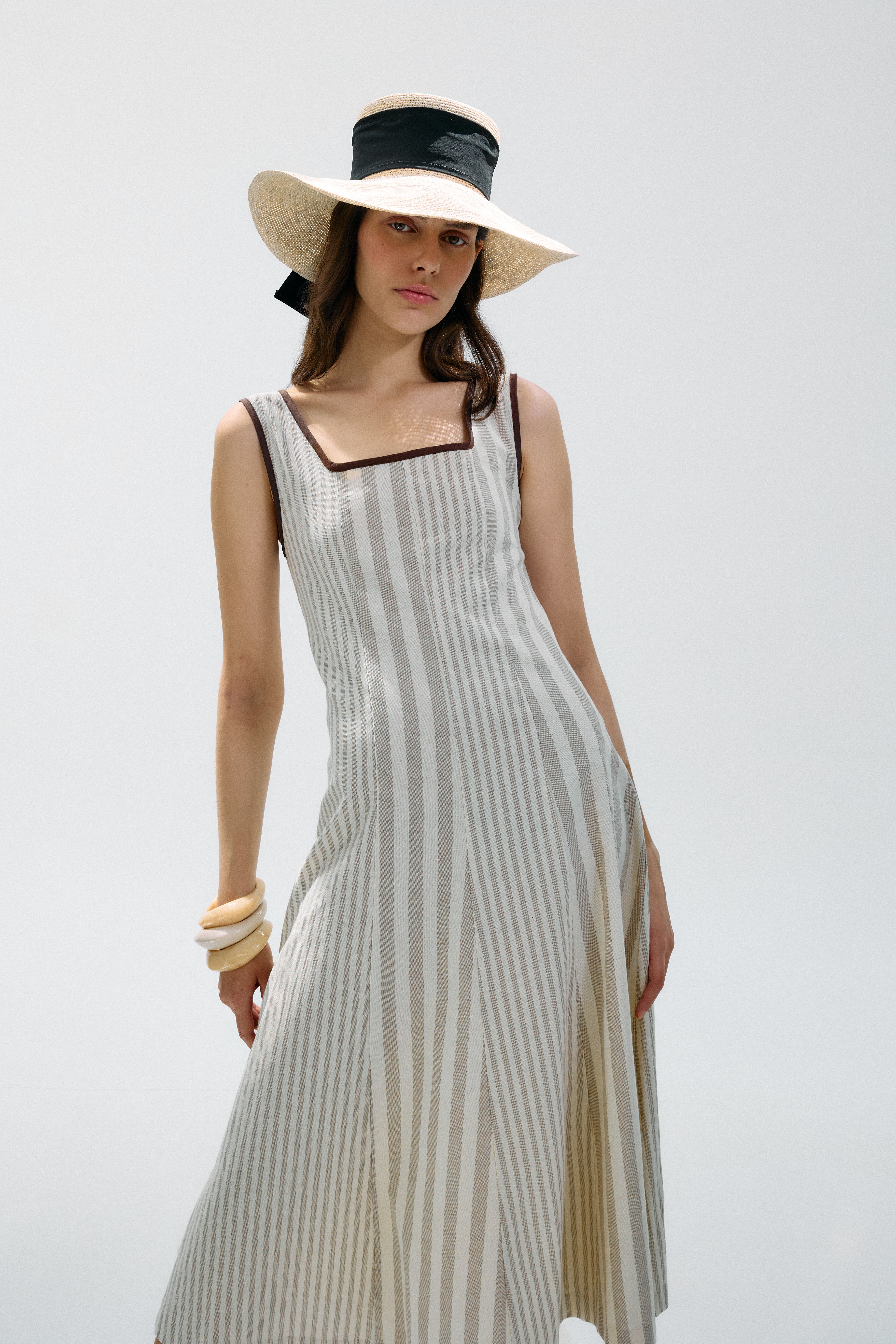 Vestido Piacere Multirrayas Beige