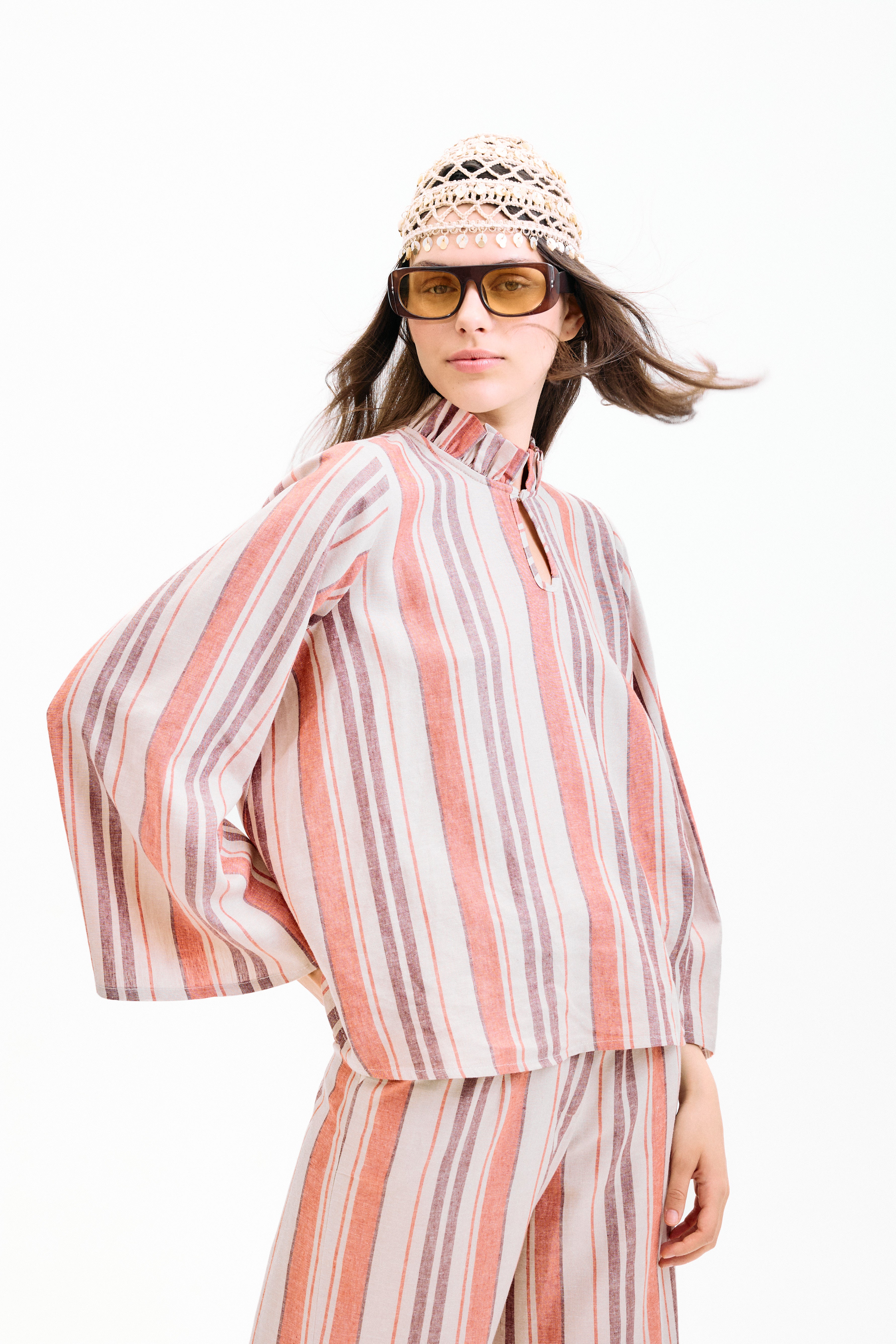 Blusa Scirocco Rayas Coral y Lila