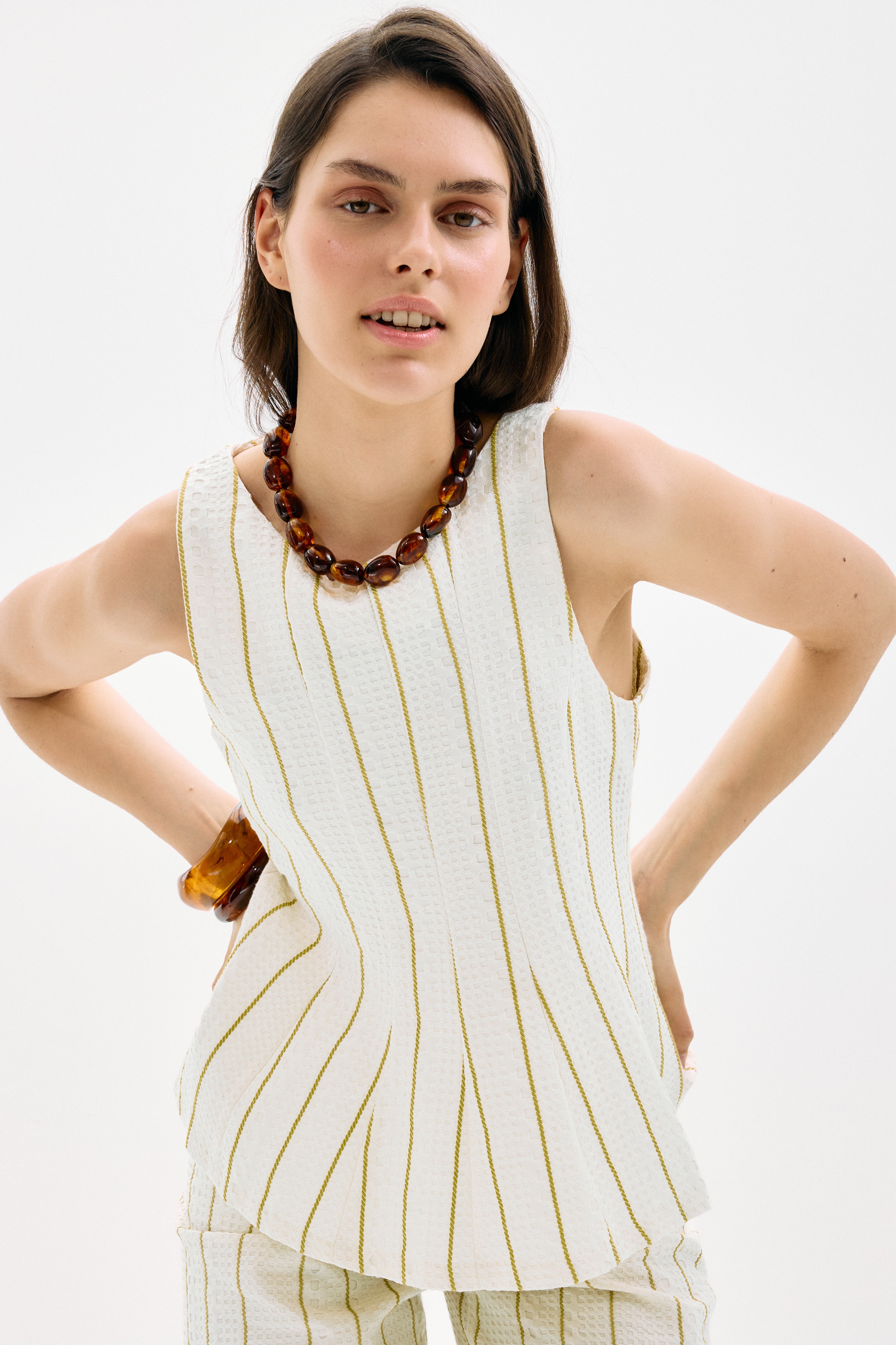 Top Rifugio Crudo Rayas Amarillo