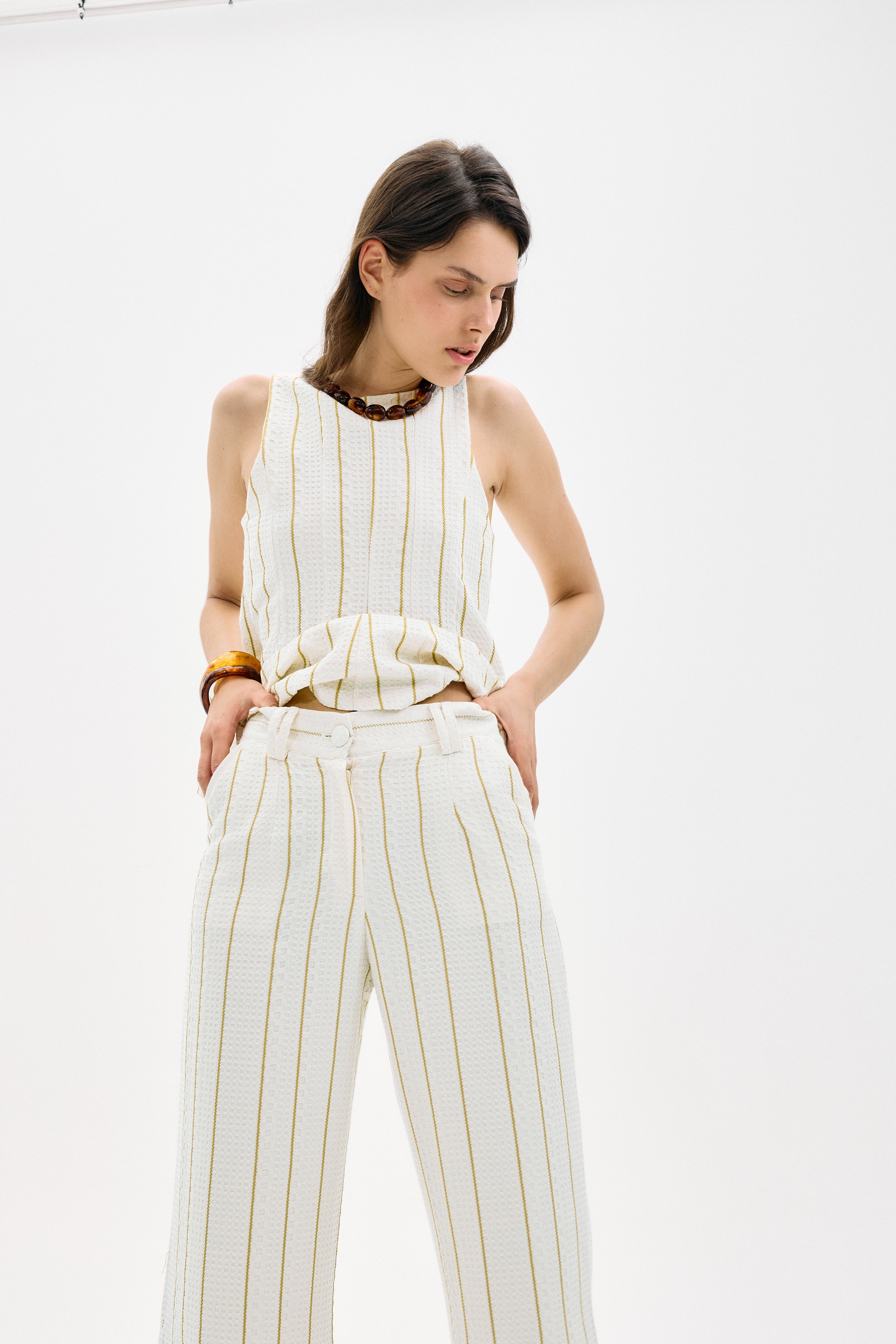 Pantalón Rifugio Crudo Rayas Amarillo