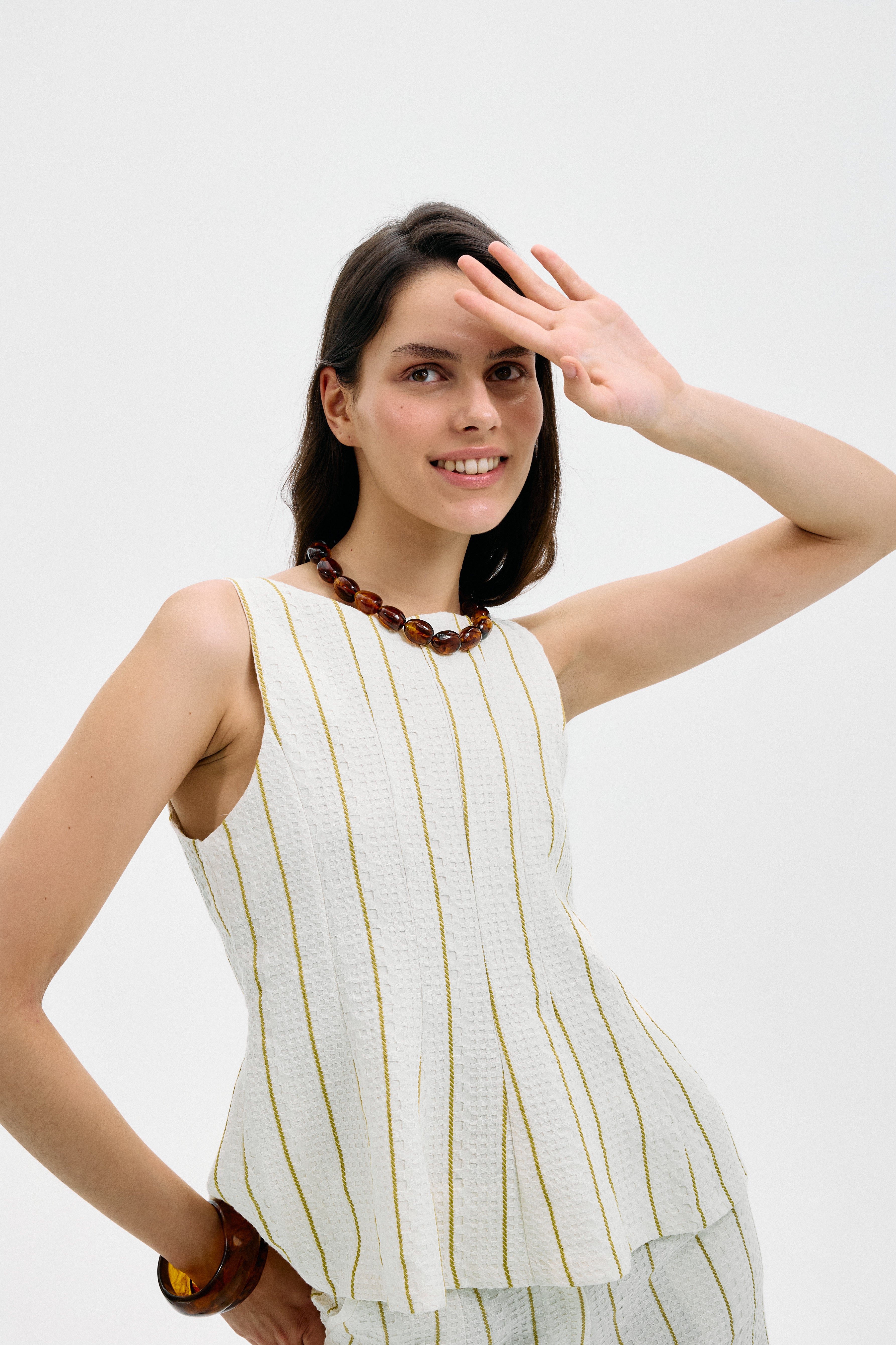 Top Rifugio Crudo Rayas Amarillo