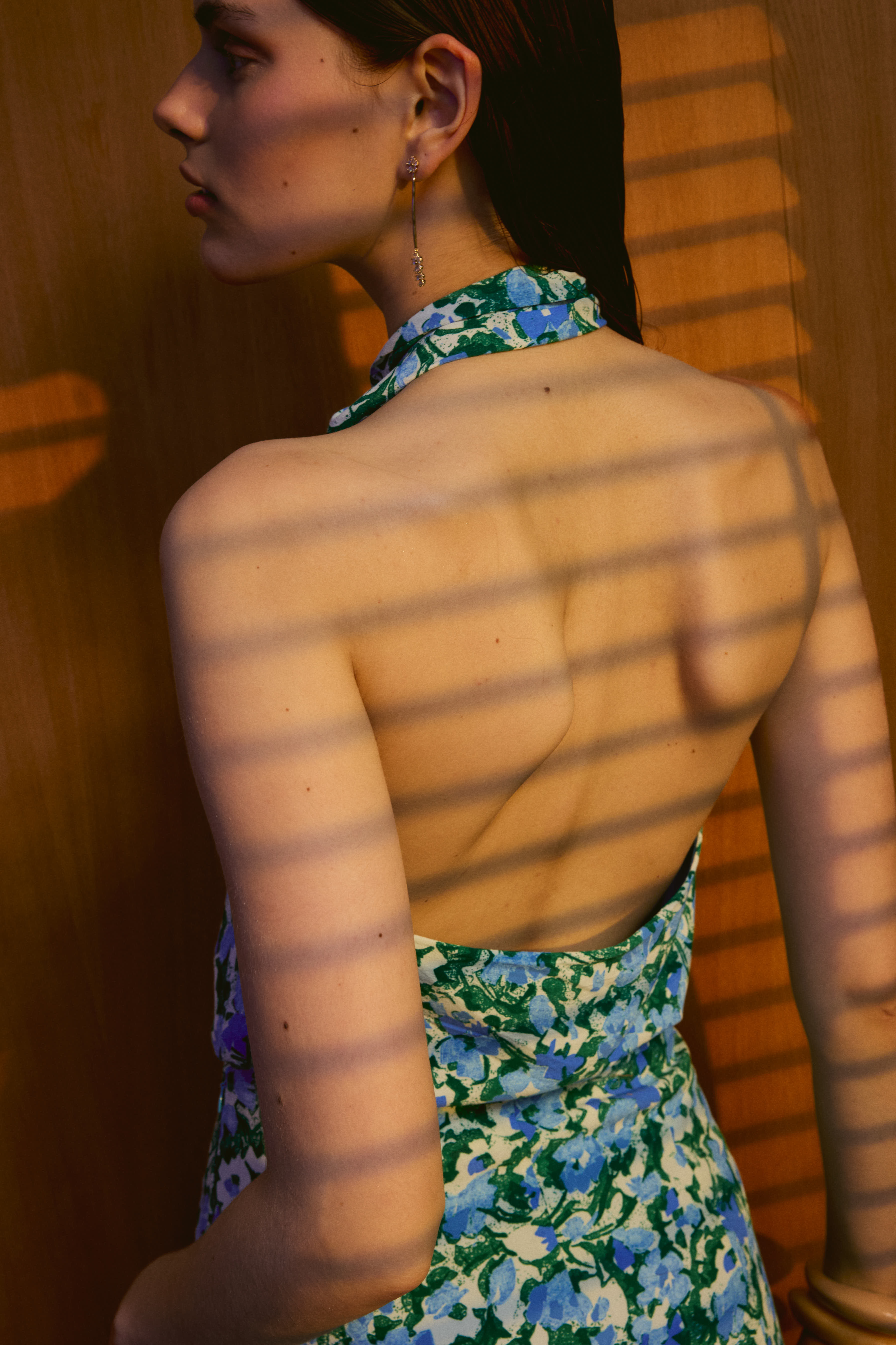 Top Positano Flores Azul y Verde