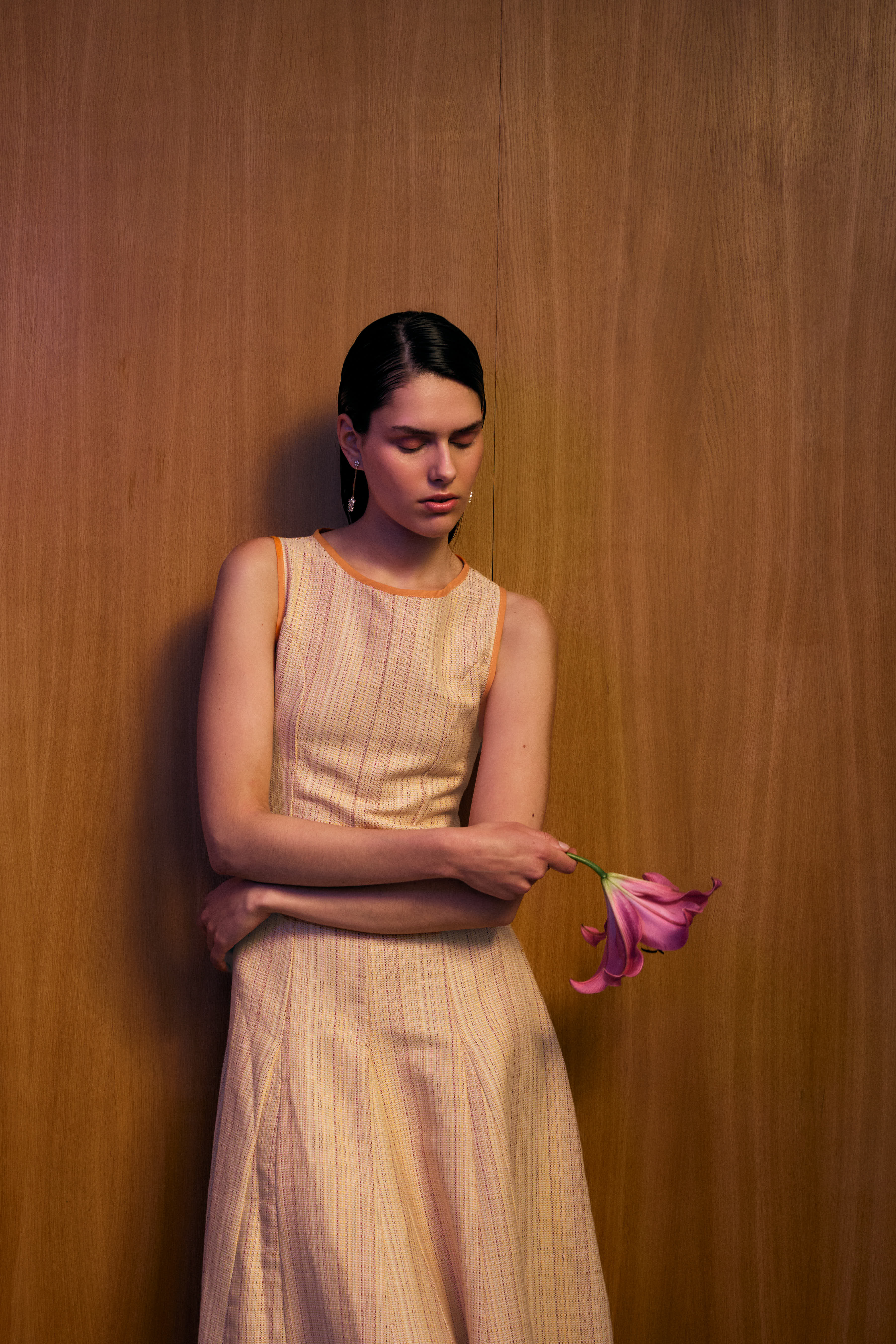 Vestido Tramonto Tweed Naranja