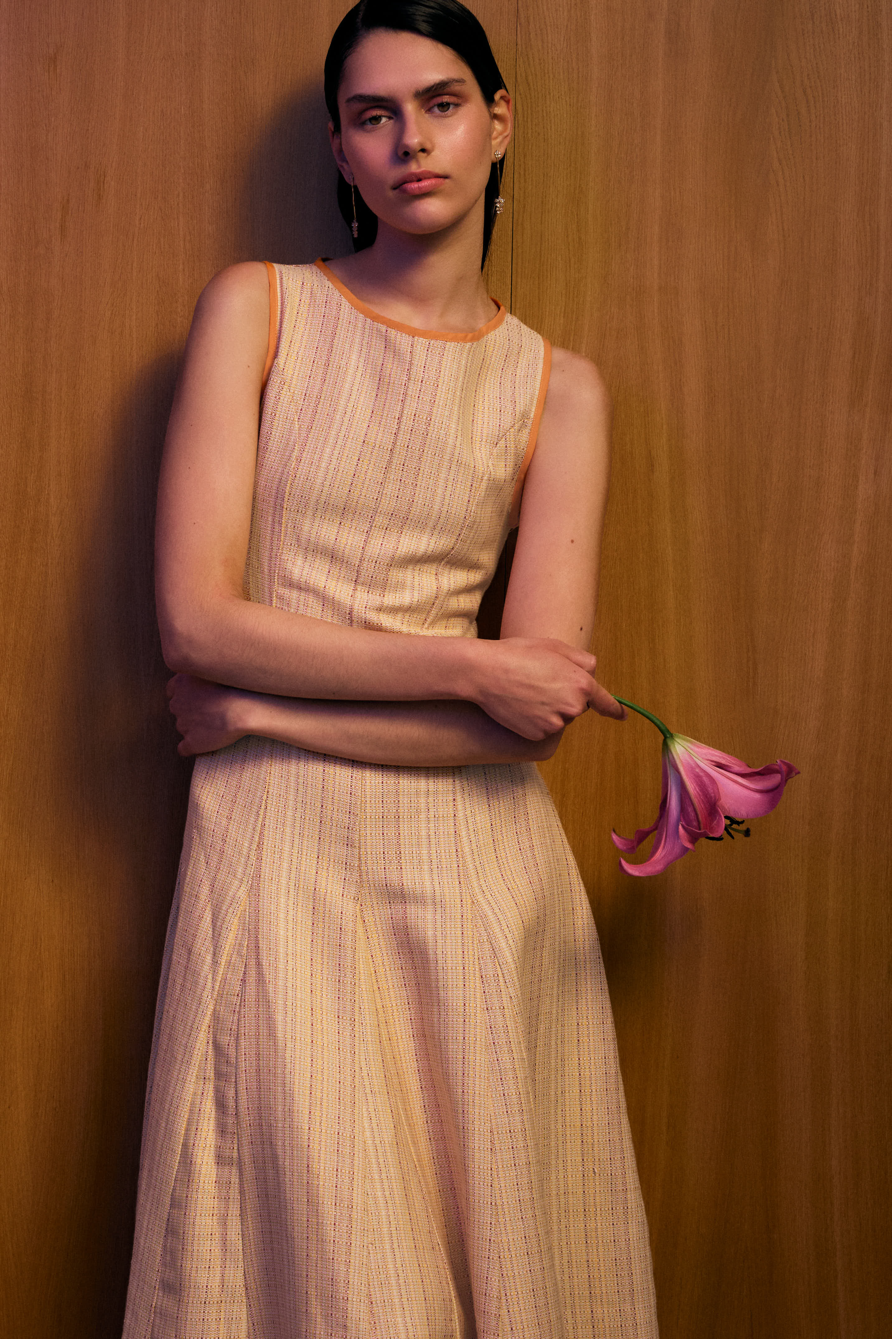 Vestido Tramonto Tweed Naranja