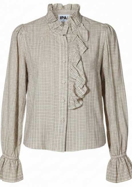Blusa Alba Volantes Cuadros Gris y Rosa